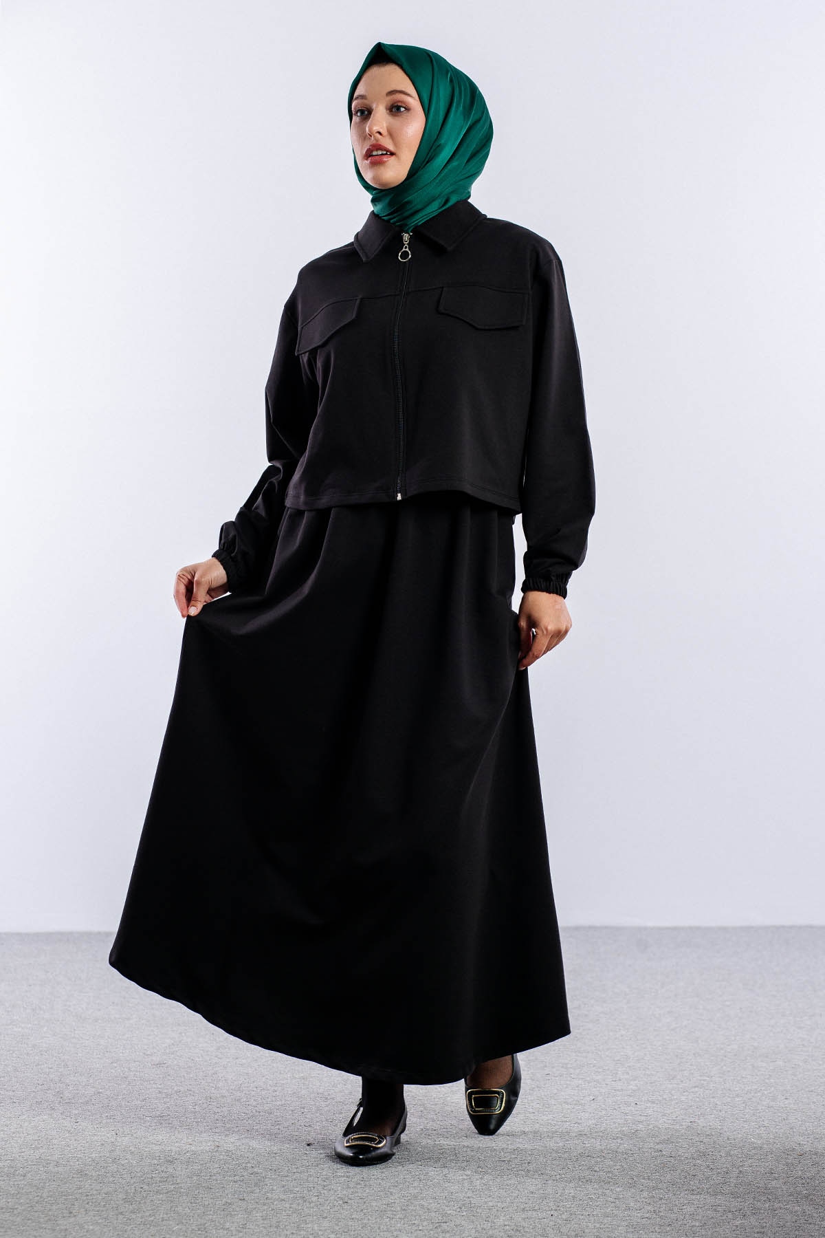 4014 2li Elbise Takim 42-48 - Siyah - 1