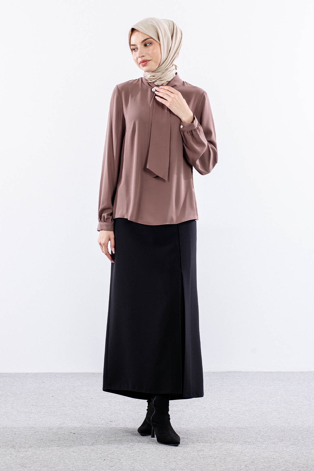 4100 Bluz 40-48 - Kahve - - 1