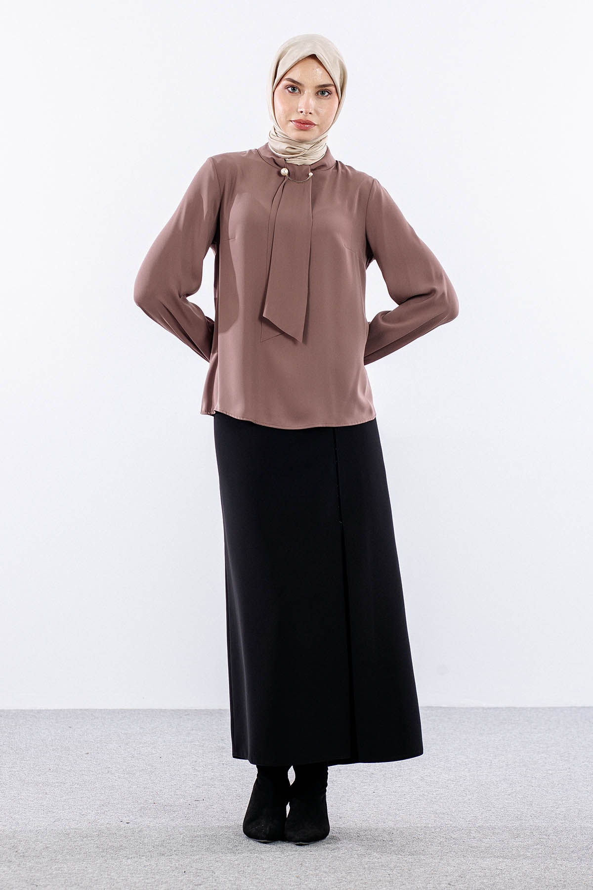 4100 Bluz 40-48 - Kahve - - 4