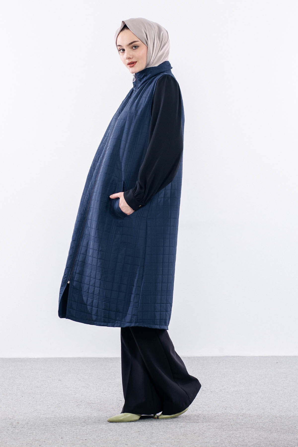 5016 Kapitone Yelek 42-48 - Lacivert - 3