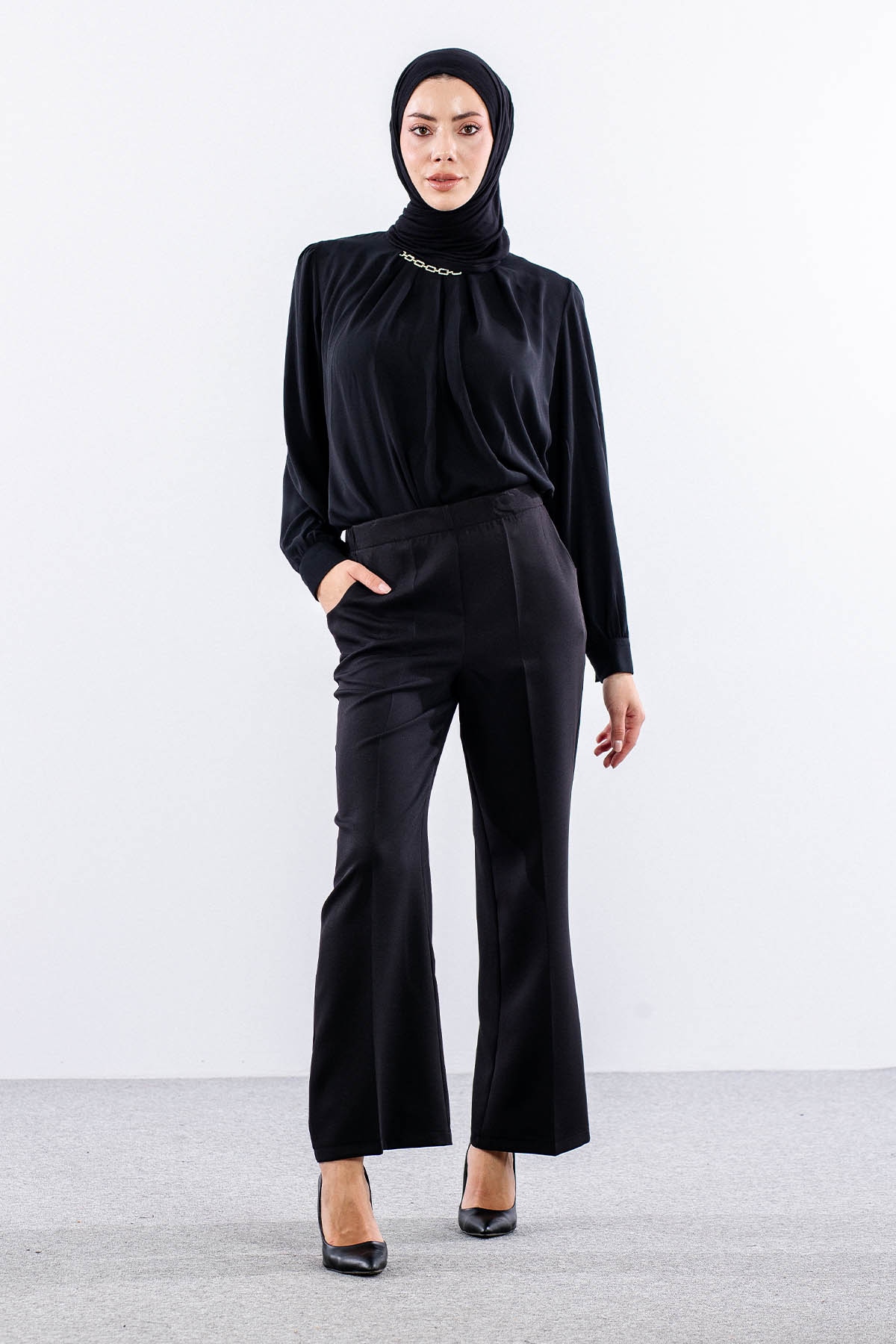 5016 Pantolon 40-50 Kumas Bol Paca - Siyah - 1