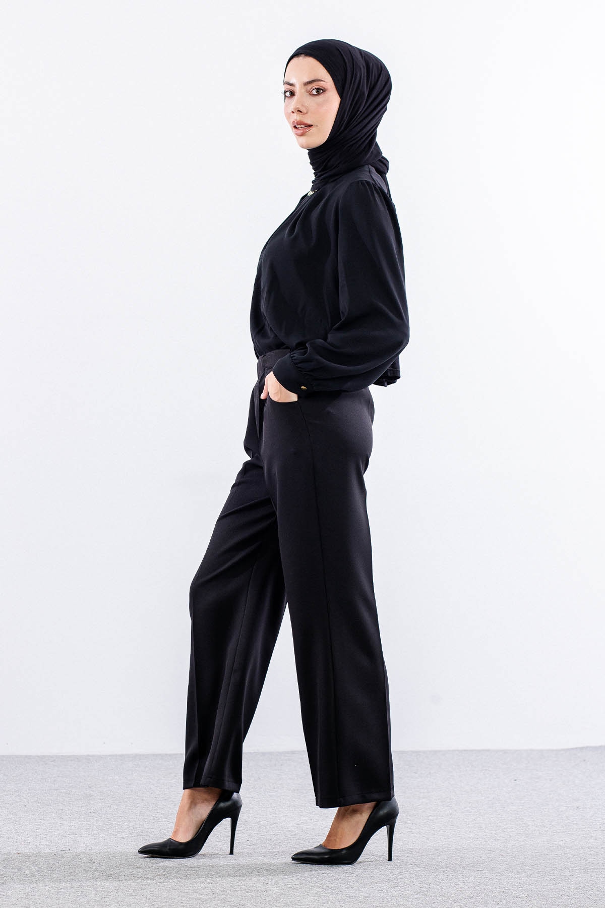 5016 Pantolon 40-50 Kumas Bol Paca - Siyah - 3