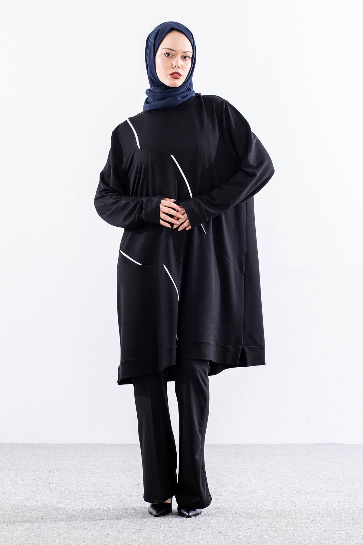 5022 Tunik 44-52 Spor Bıye - Siyah - 1