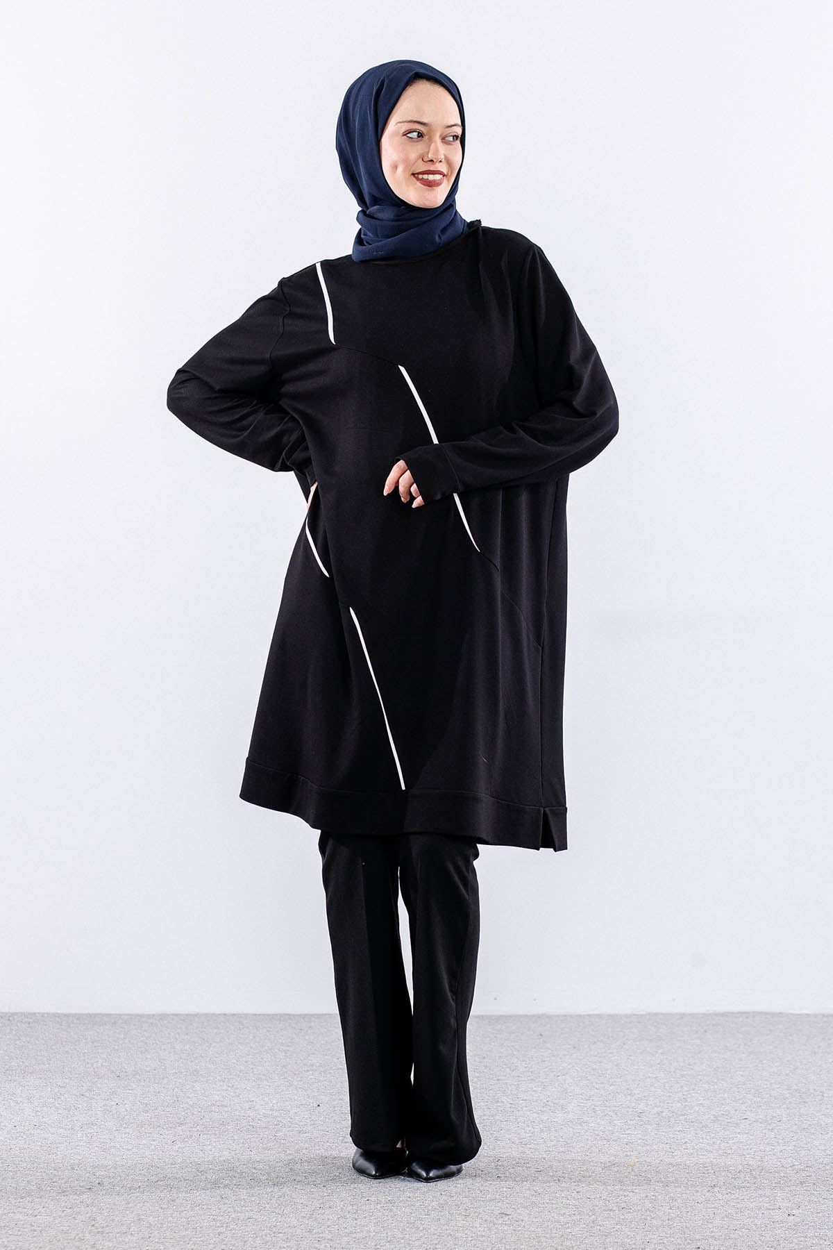 5022 Tunik 44-52 Spor Bıye - Siyah - 2