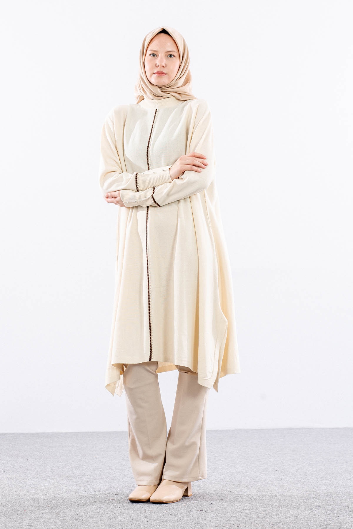 5865 Triko Panço Tek - Bej - 3