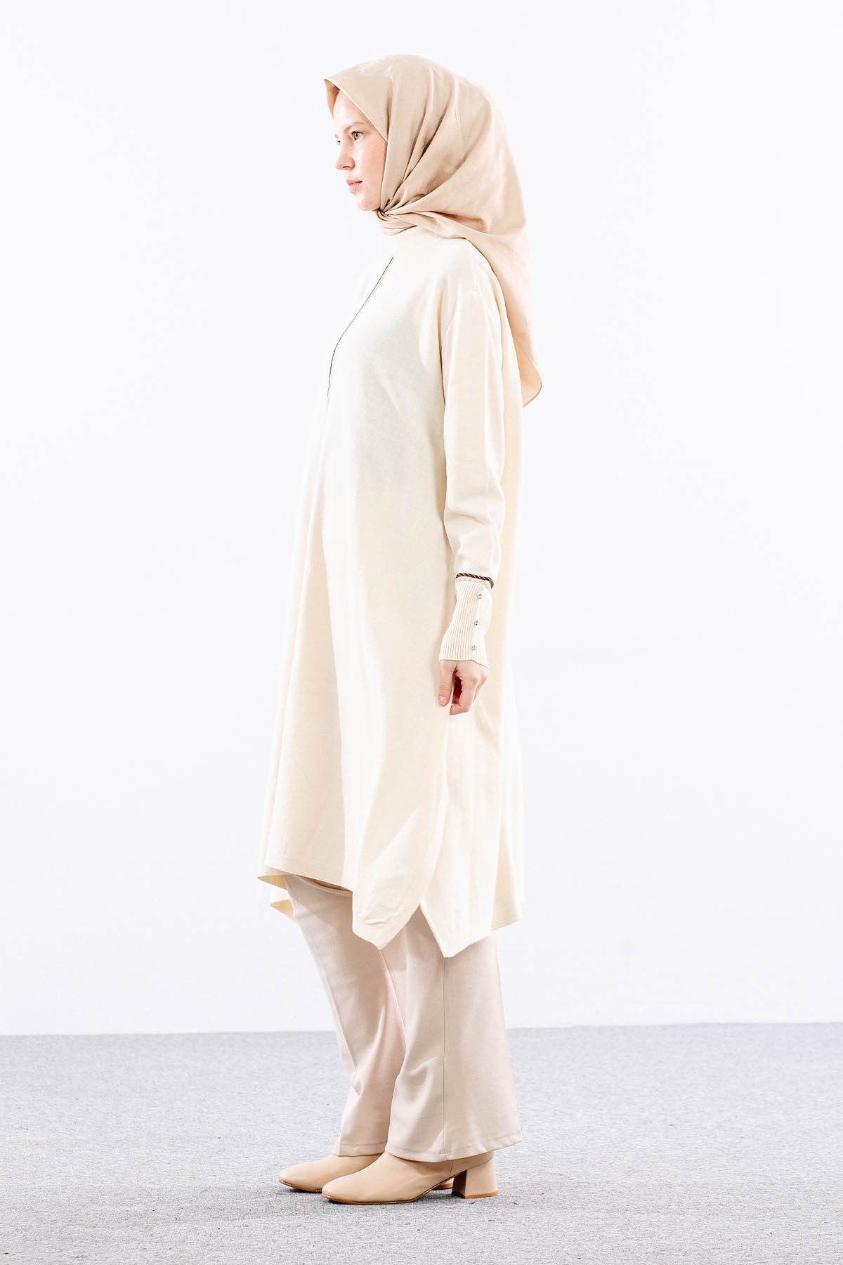 5865 Triko Panço Tek - Bej - 4