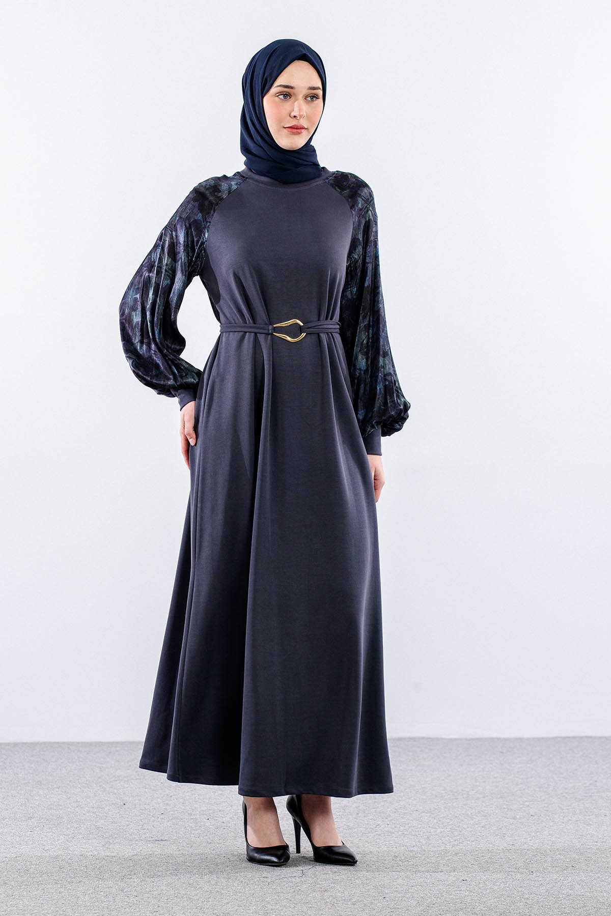 5986 Elbi̇se 38-38-40-40-42 Kolu Desenli - Antrasit - 2