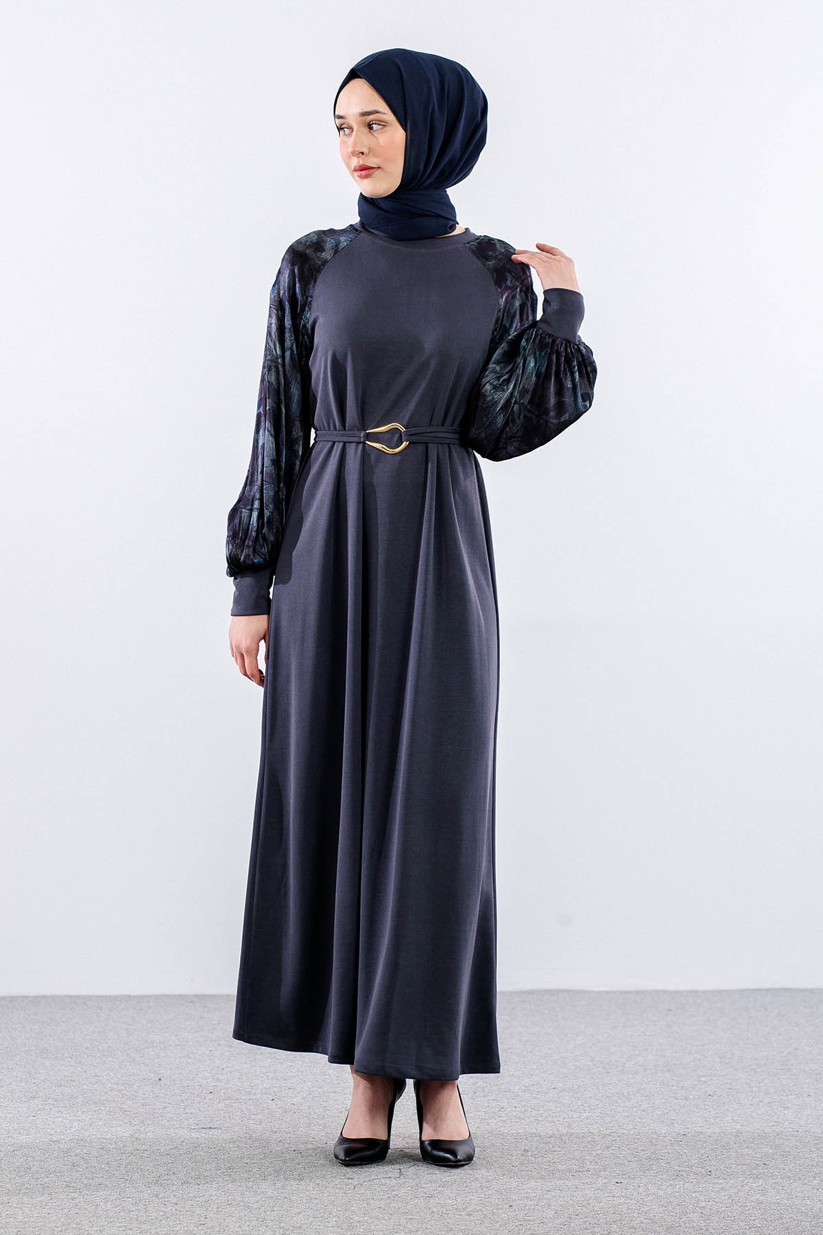 5986 Elbi̇se 38-38-40-40-42 Kolu Desenli - Antrasit - 3