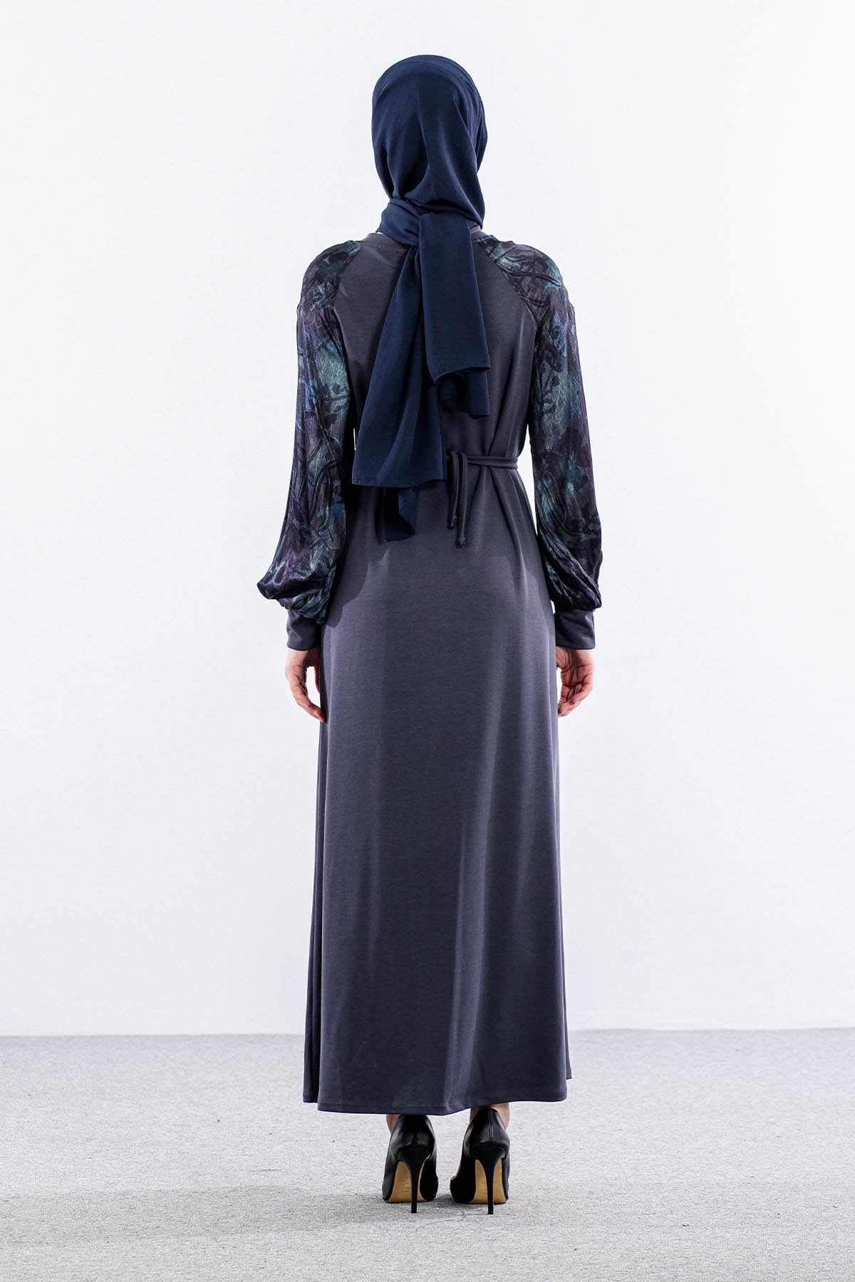 5986 Elbi̇se 38-38-40-40-42 Kolu Desenli - Antrasit - 5