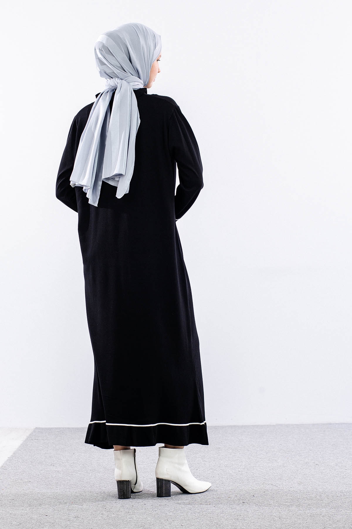 6825 Triko Elbise Tek Tasli - Siyah - 6