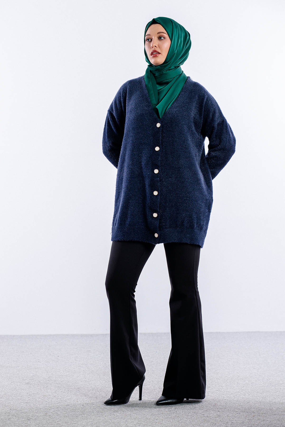 6925 Peluş Ceket Tek - Lacivert - 1