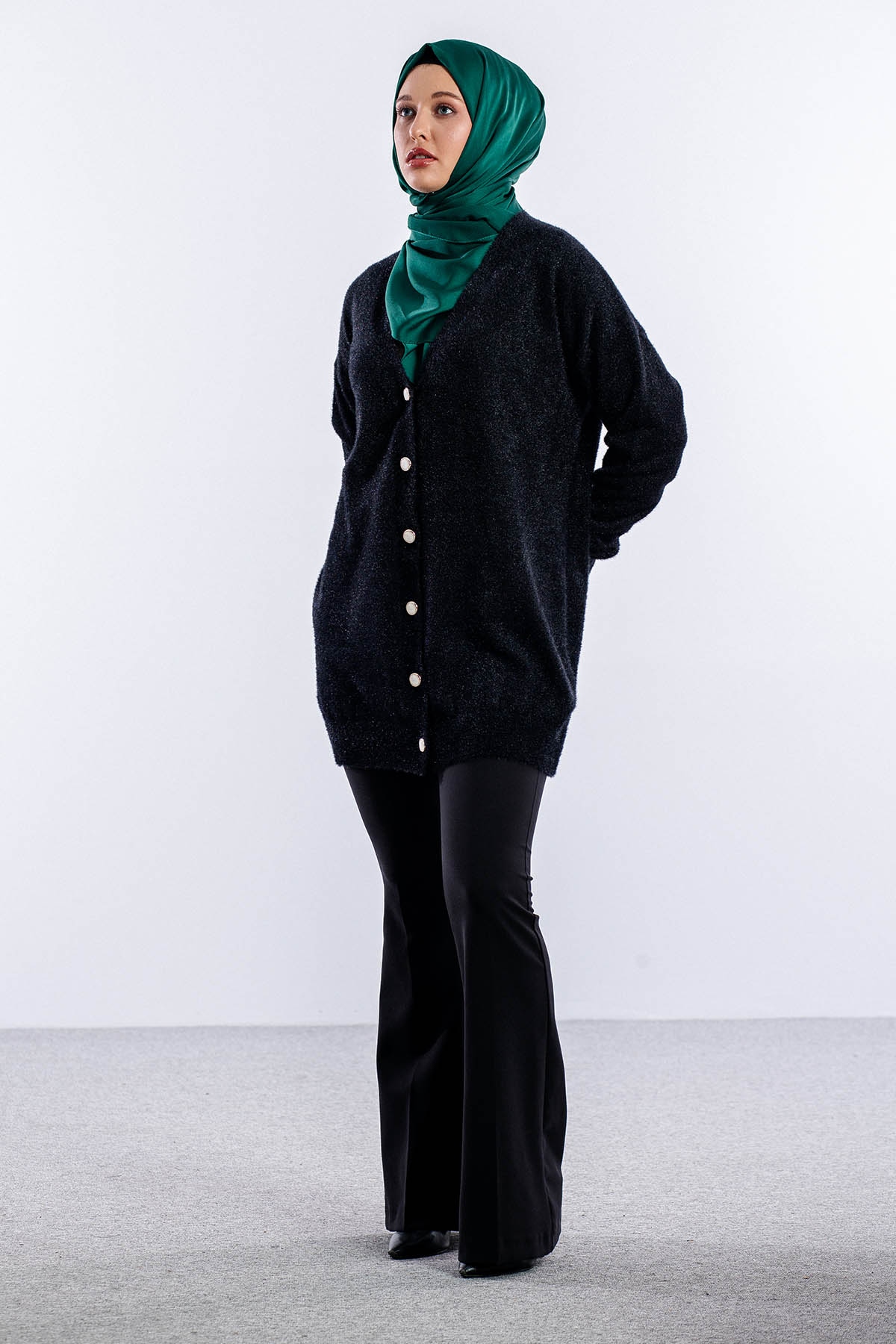 6925 Peluş Ceket Tek - Siyah - 2