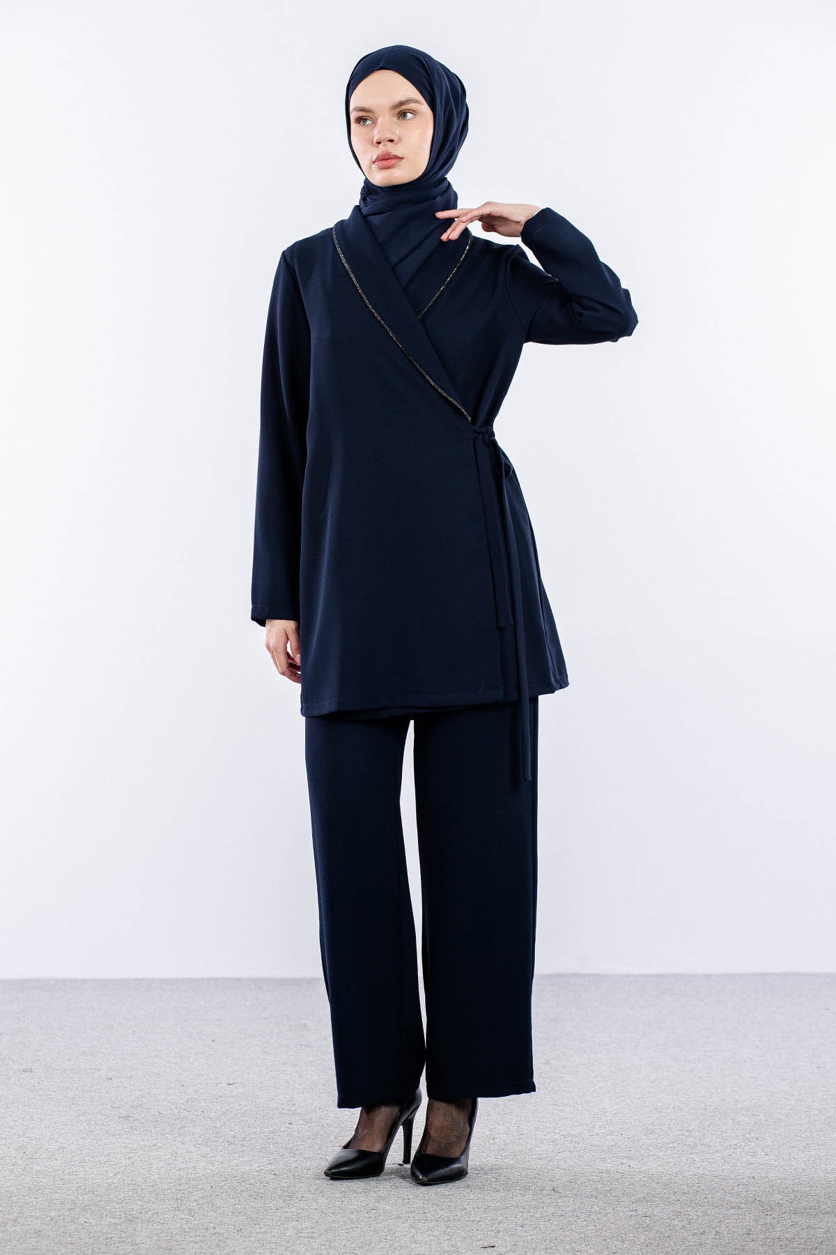 7558 Takim 40-48 Tas Detay - Lacivert - 3