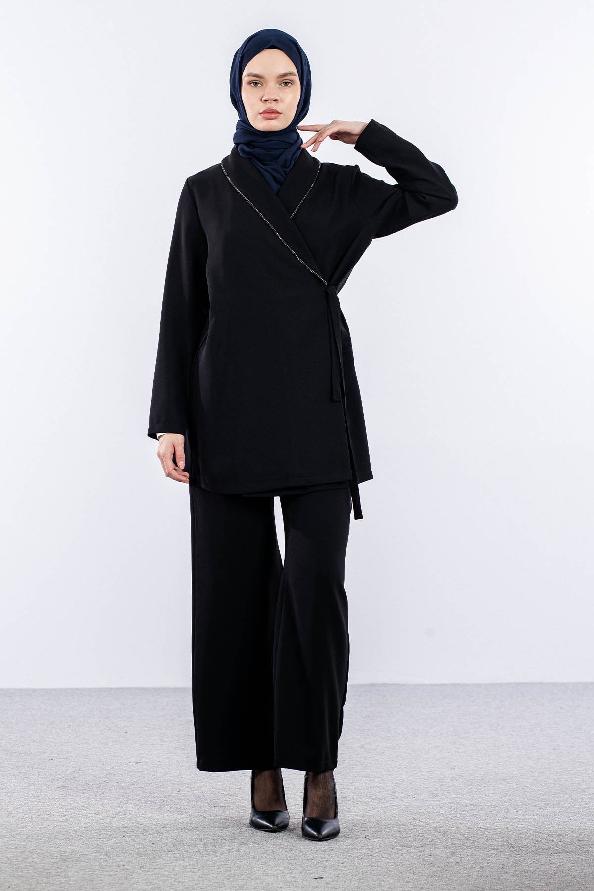 7558 Takim 40-48 Tas Detay - Siyah - 1