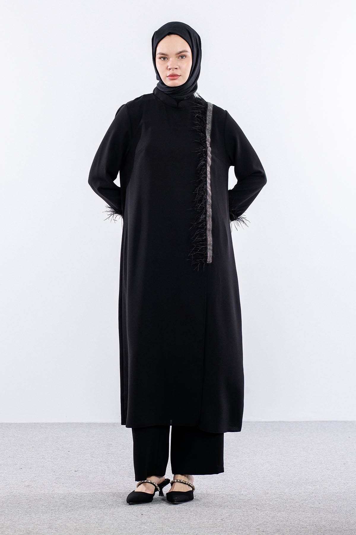 7561 Takim 44-52 Tuylu Şık Tasli - Siyah - 3