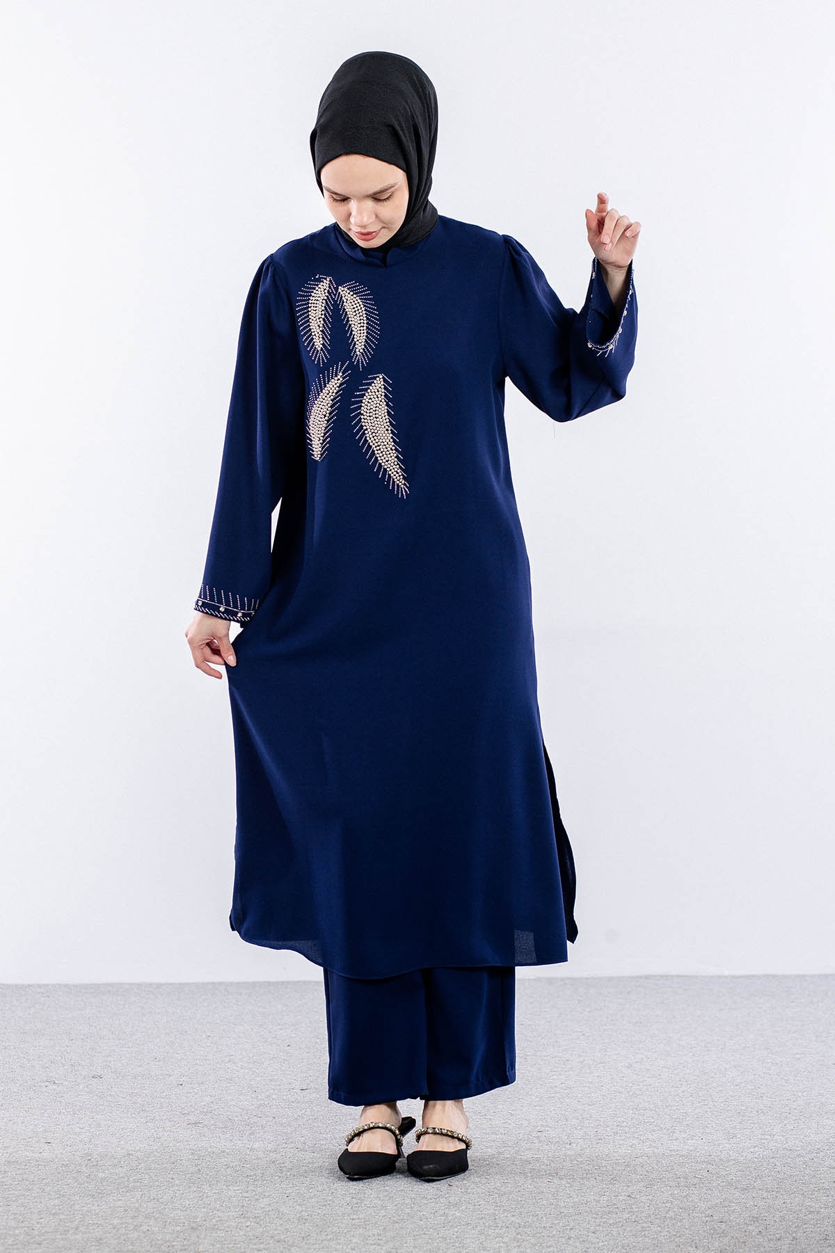 7683 Takim 42-50 Şık Yaprak Tas - Sax - 2