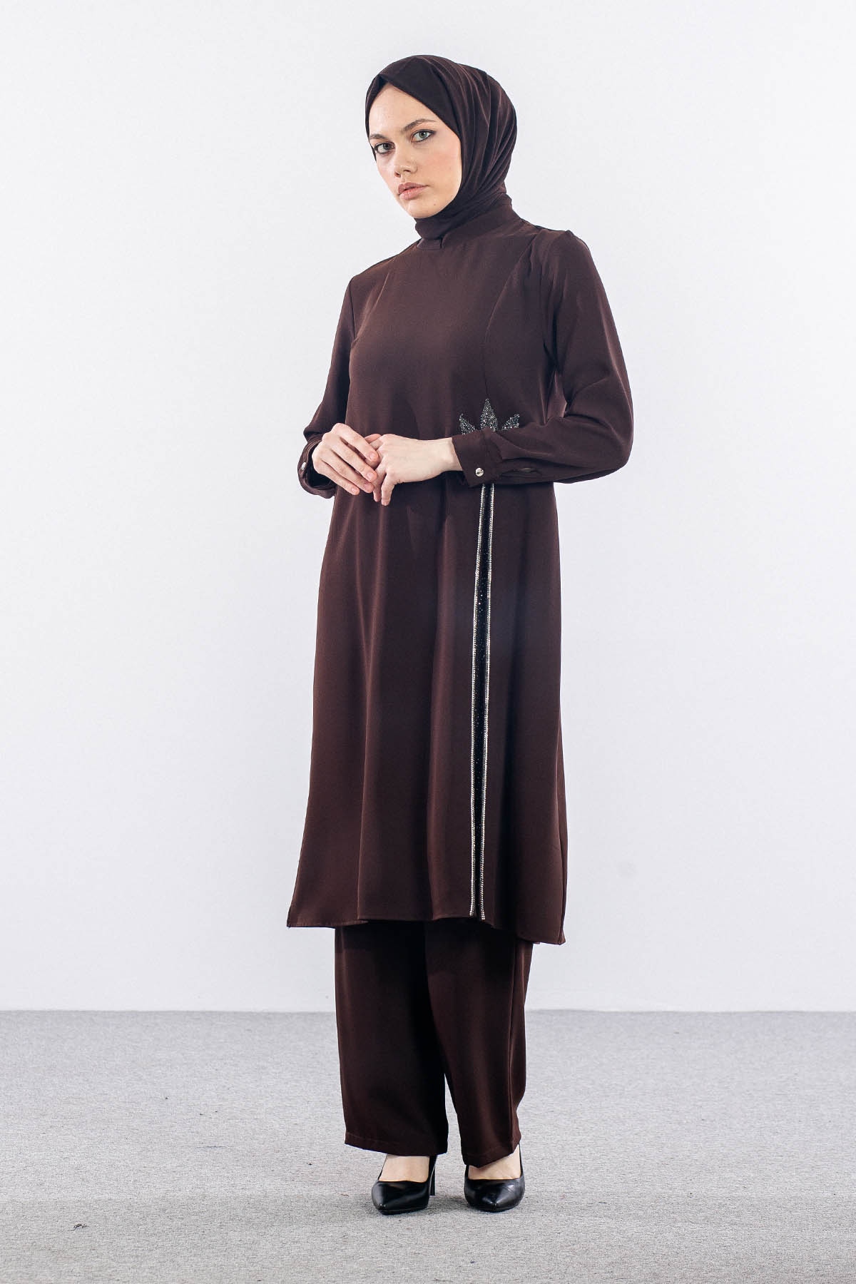 7731 Takim 44-52 Sik Tas Detay - Kahve - 3