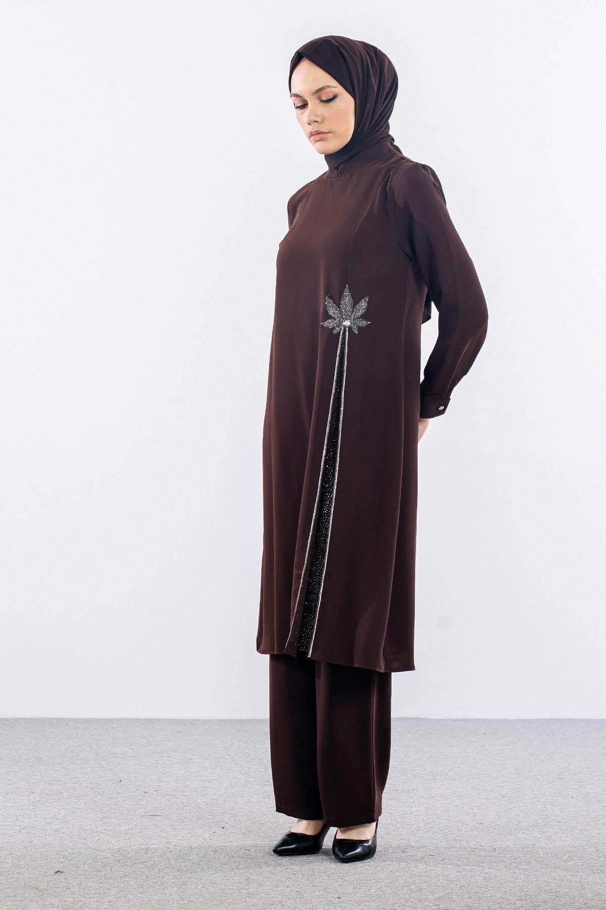 7731 Takim 44-52 Sik Tas Detay - Kahve - 4