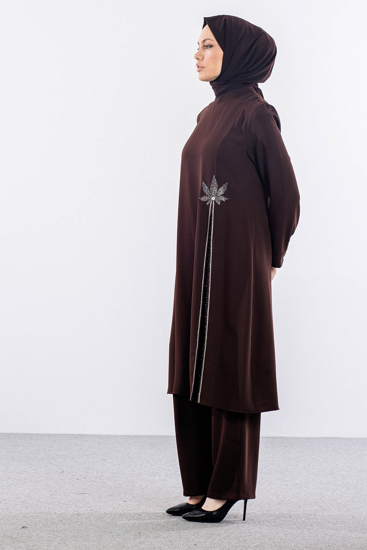 7731 Takim 44-52 Sik Tas Detay - Kahve - 5