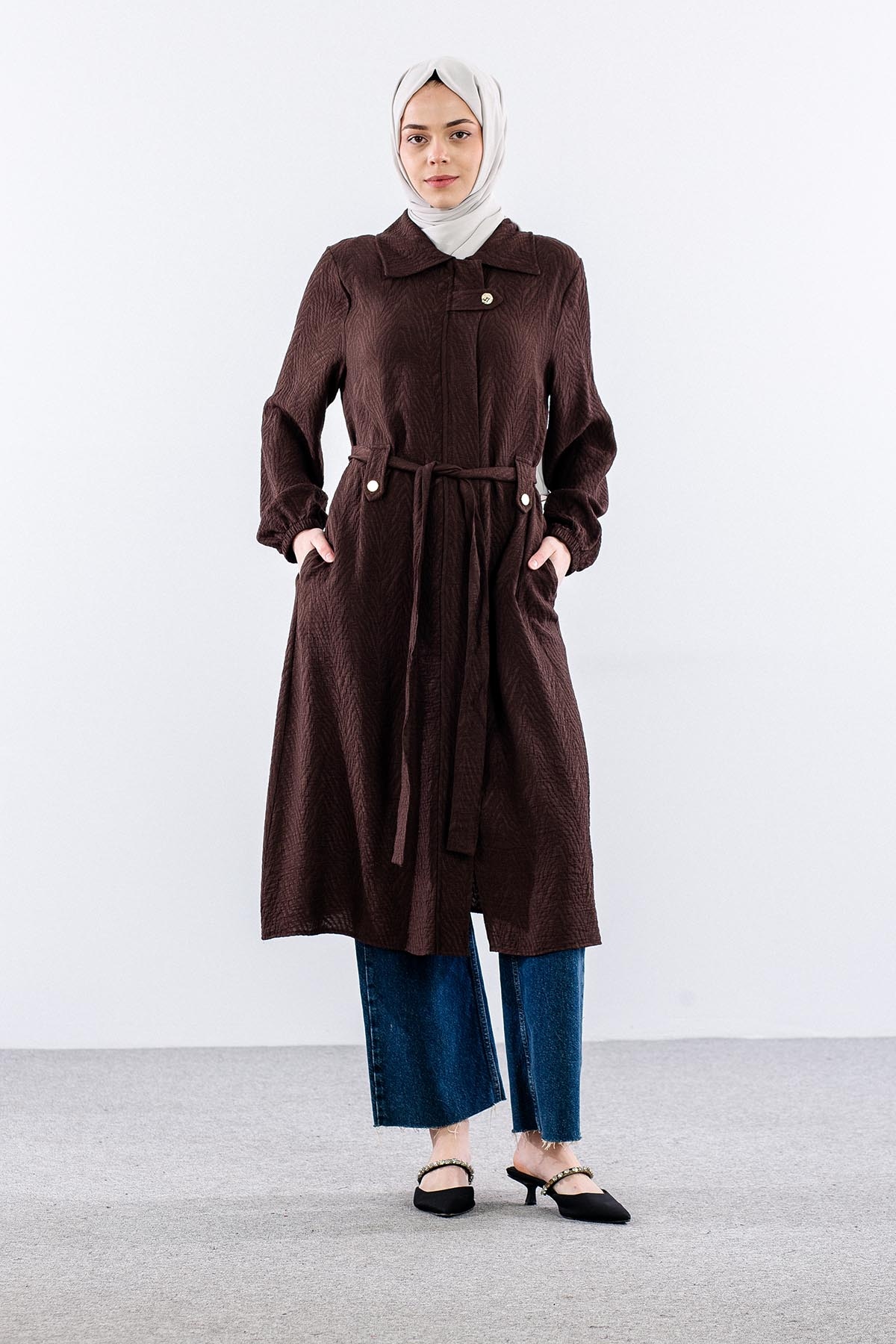 7739 Kap 40-48 Desen Kumas - Kahve - 1