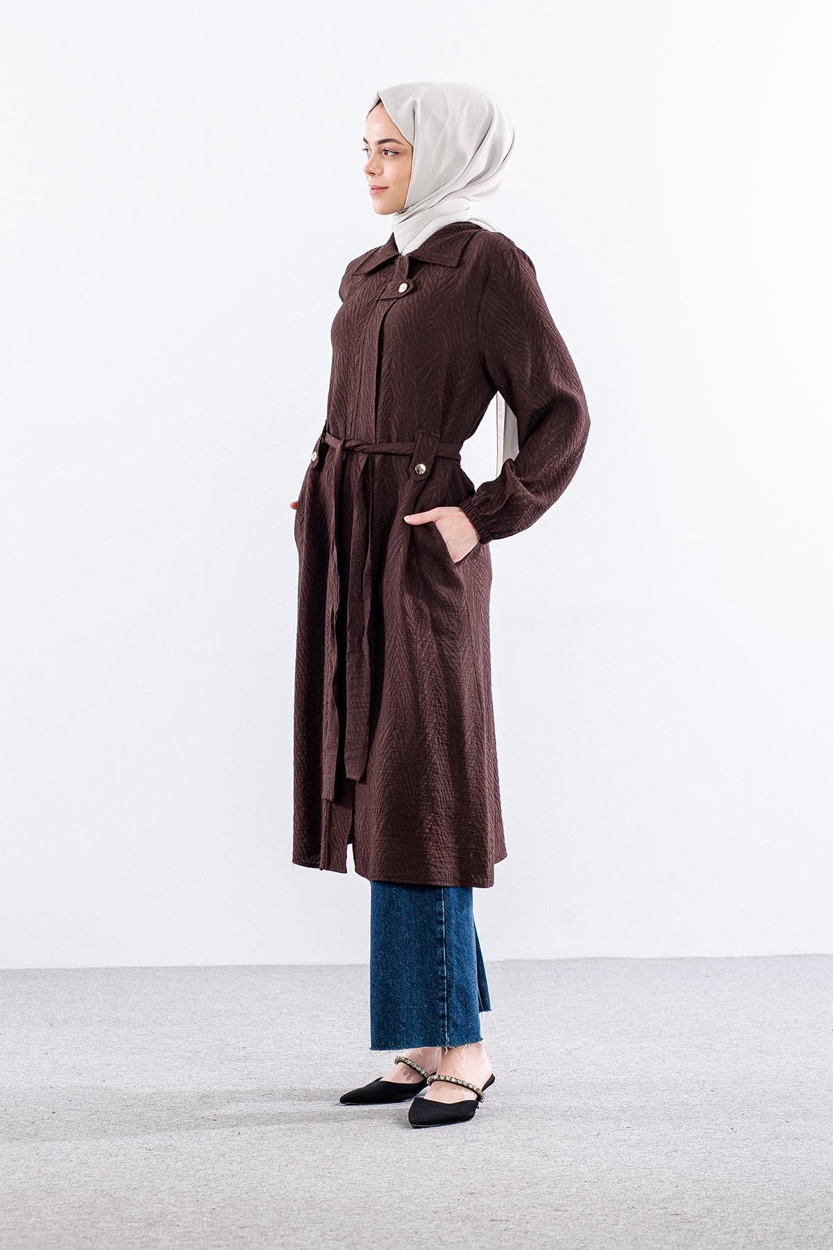 7739 Kap 40-48 Desen Kumas - Kahve - 4