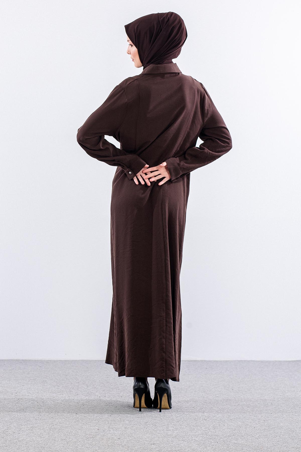 7744 Ferace 42-50 Tensel Kumas Ferm - Kahve - 5
