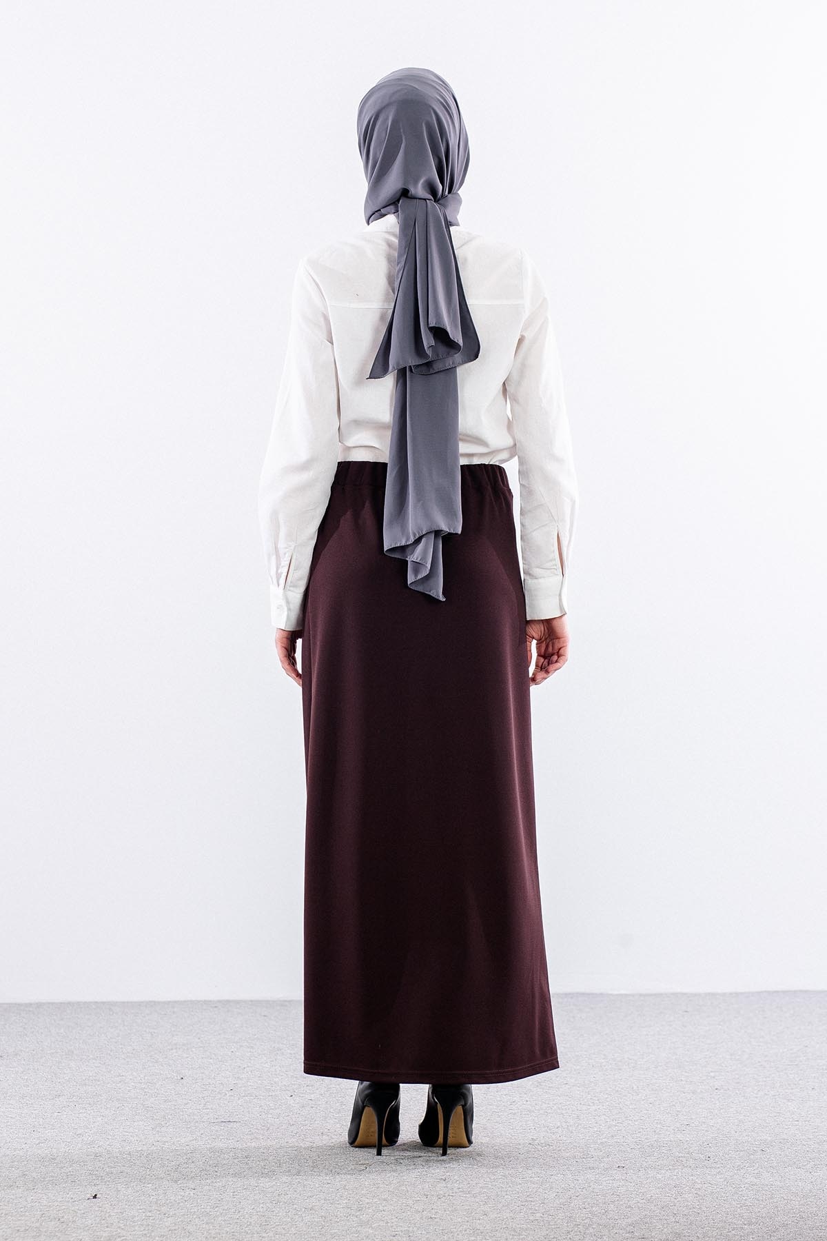 792 Kalem Etek 38-48 Krep Kumas - Kahve - 5