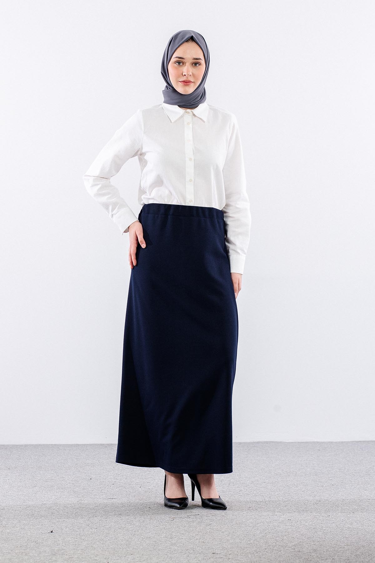 792 Kalem Etek 38-48 Krep Kumas - Lacivert - 2