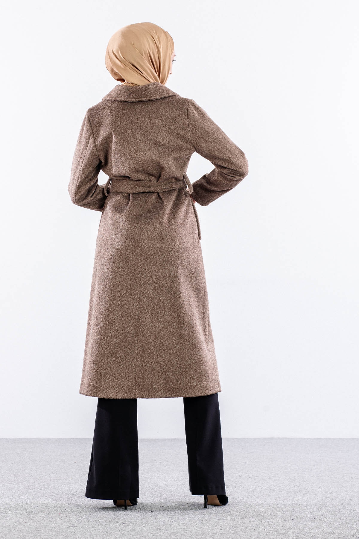 9144 Kaşe Kaban 38-48 - Kahve - 5