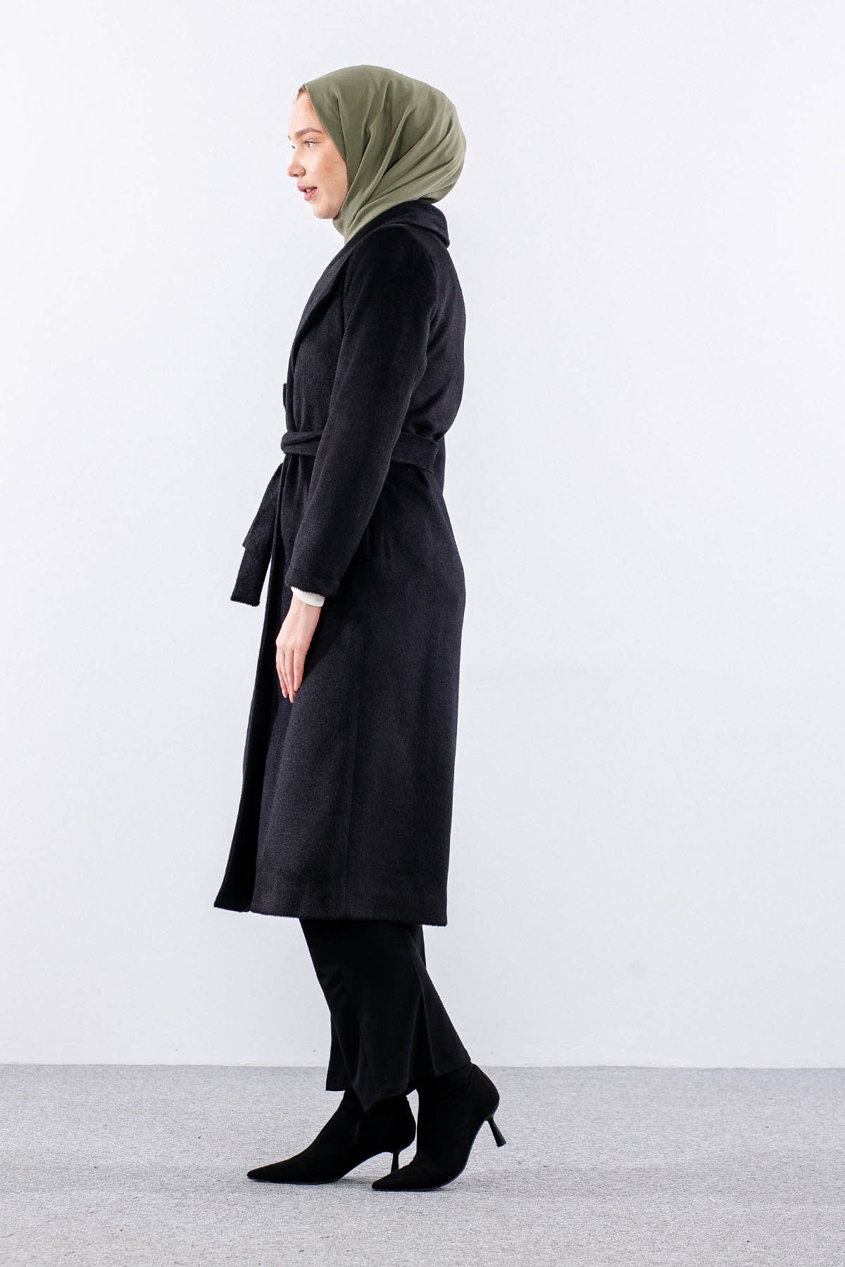 9144 Kaşe Kaban 38-48 - Siyah - 4