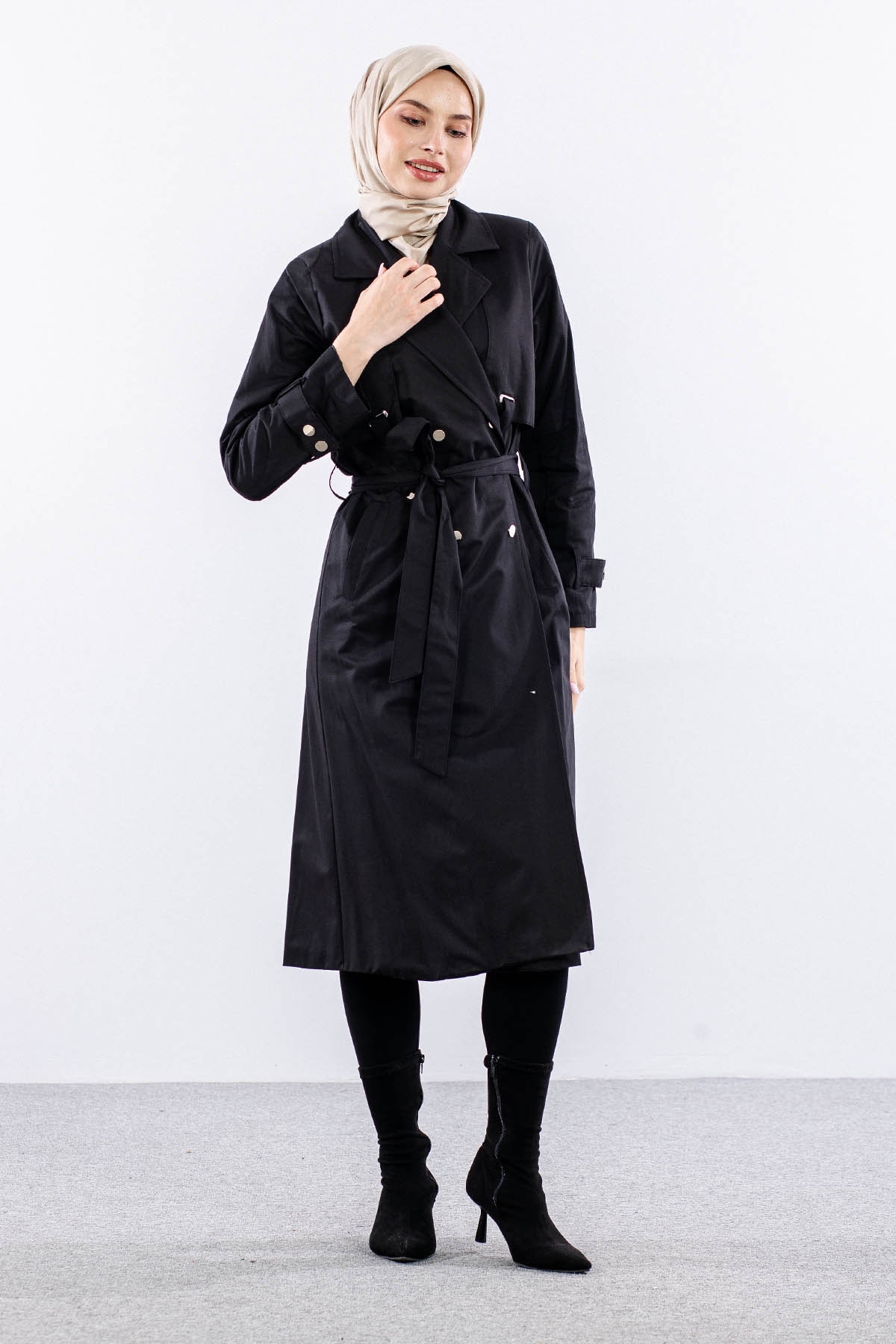 9153 Trençkot 38-46 - Siyah - - 1