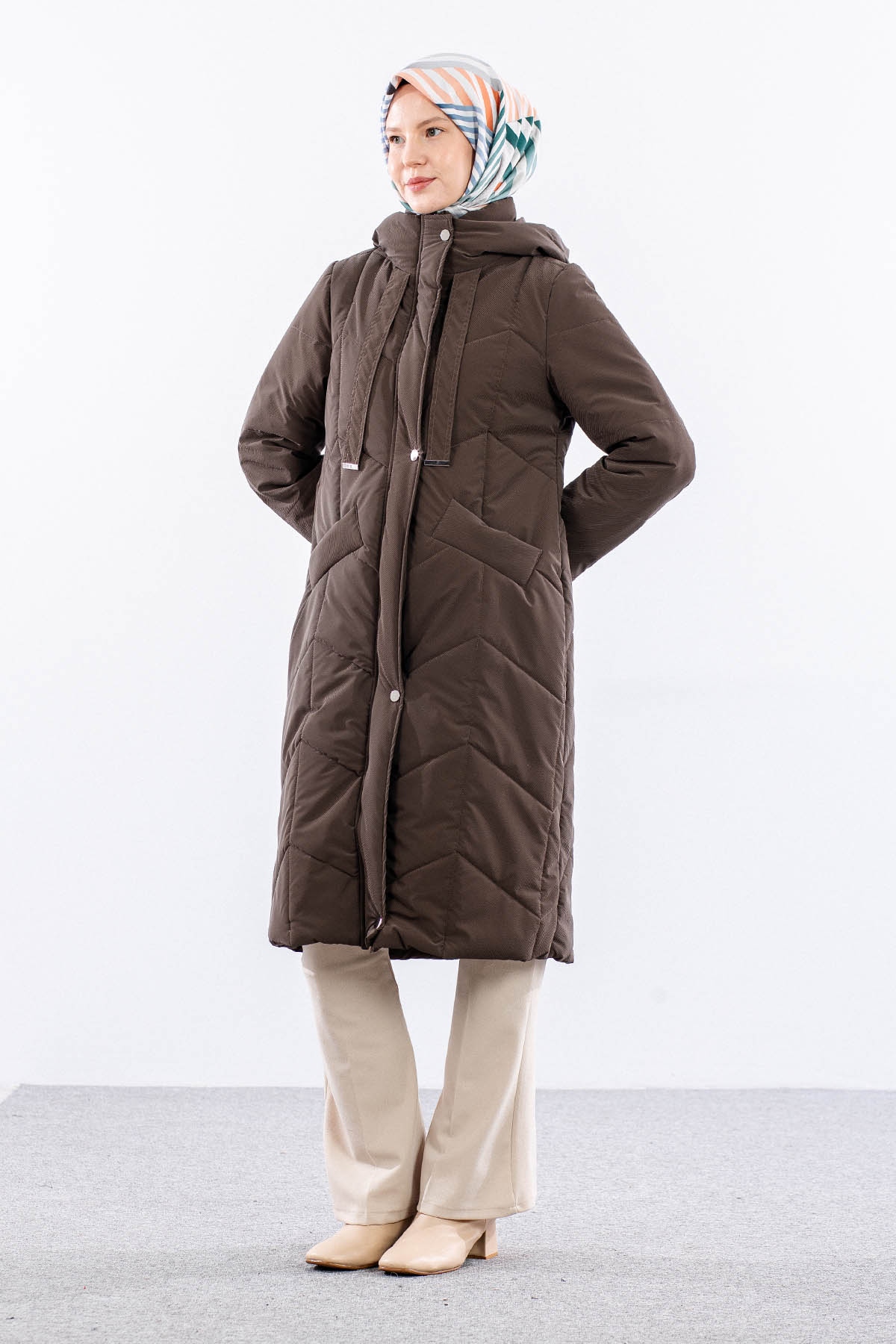 9159 Kapitone Kaban 40-48 - Kahve - 3