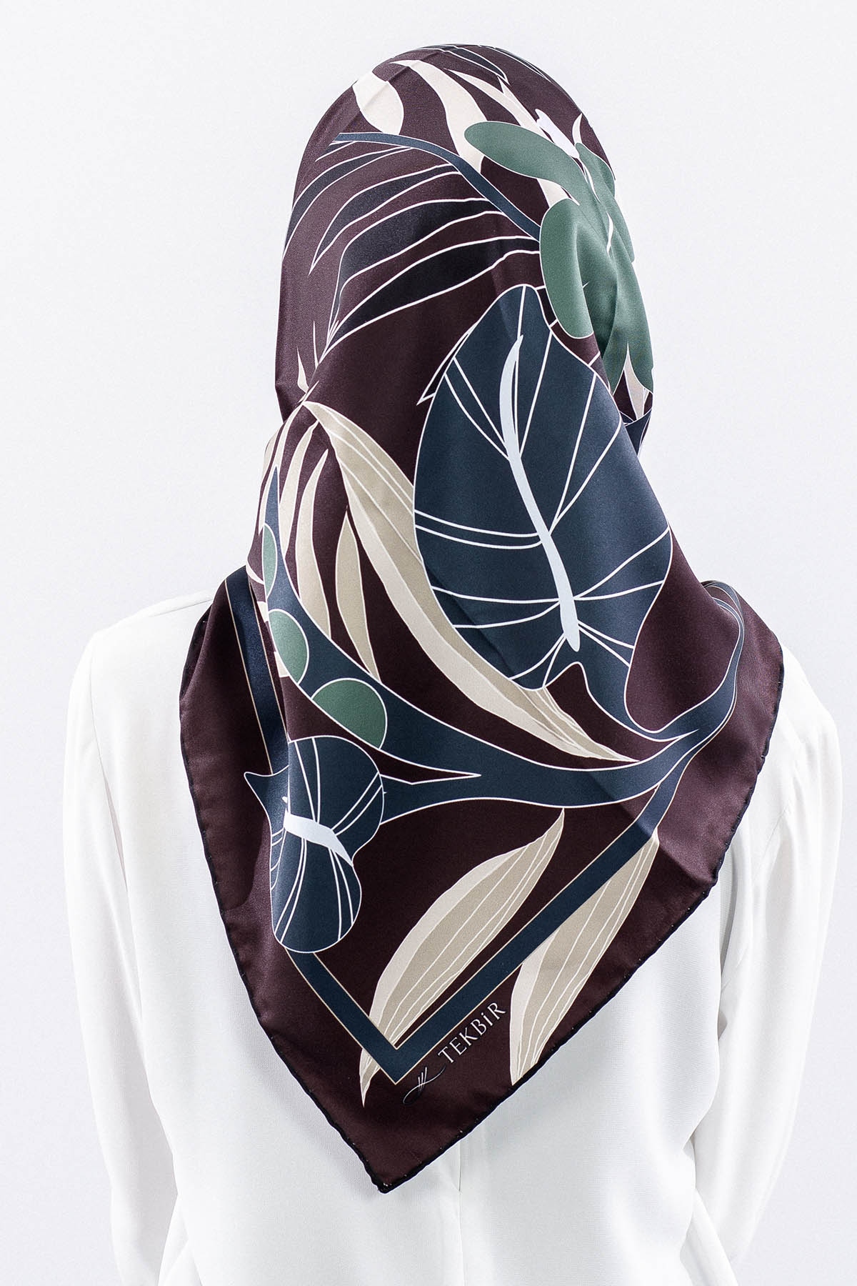 Dg14817 Polyester Eşarp Yaprak - Bordo - 4