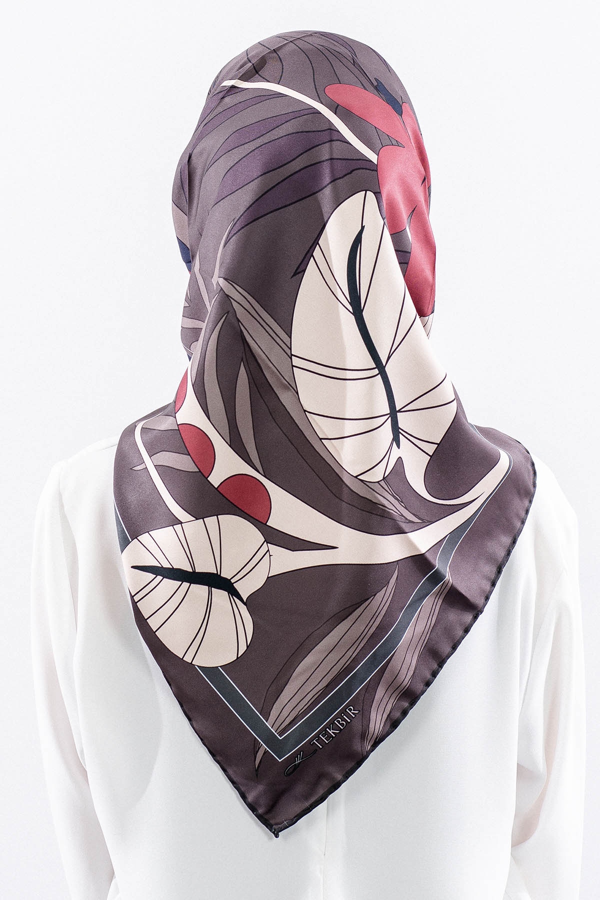 Dg14817 Polyester Eşarp Yaprak - Kahve - 4