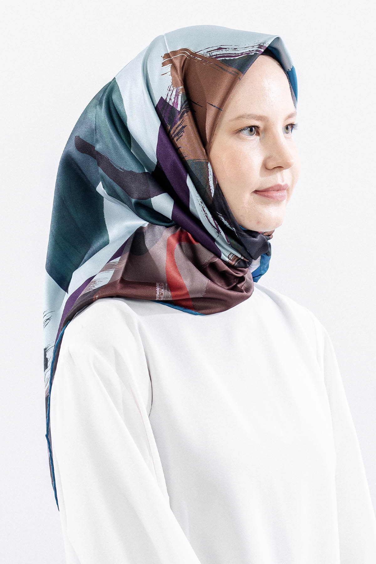 Dg14819 Polyester Eşarp Cizgi - Petrol - 2