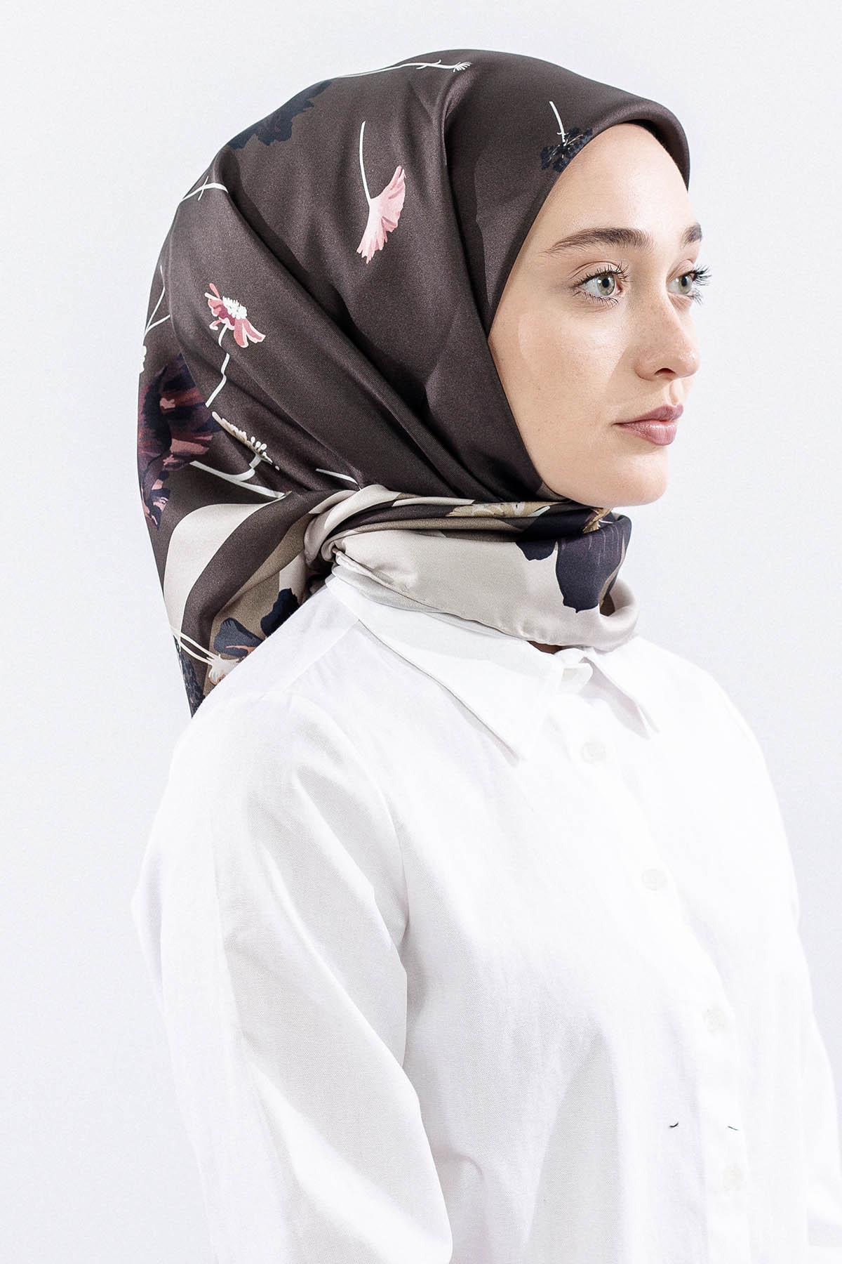 Dg14821 İpek Eşarp Nilufer Tvil Kumas - Haki - 2