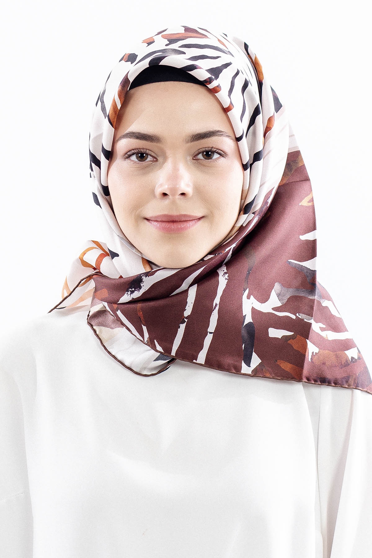 Dg18336 İpek Eşarp Tasarim Tvil Kumas - Bordo - 1