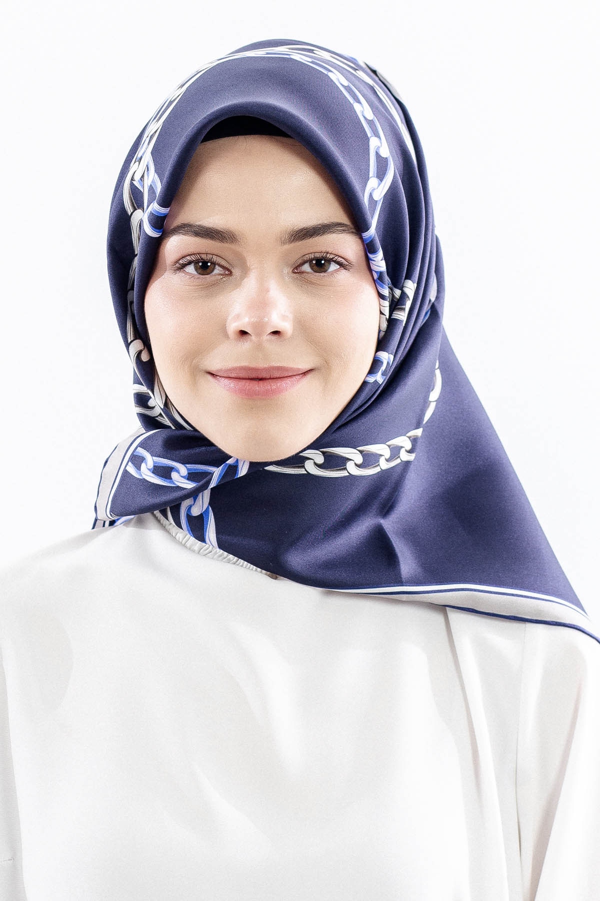 Dg18338 İpek Eşarp Zincir Tvil Kumas - Laci_gri - 1