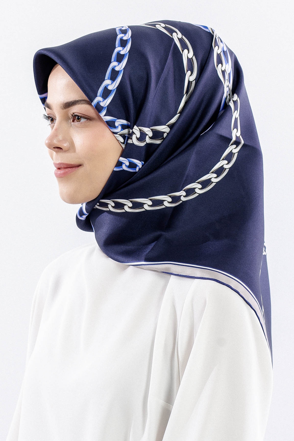 Dg18338 İpek Eşarp Zincir Tvil Kumas - Laci_gri - 2