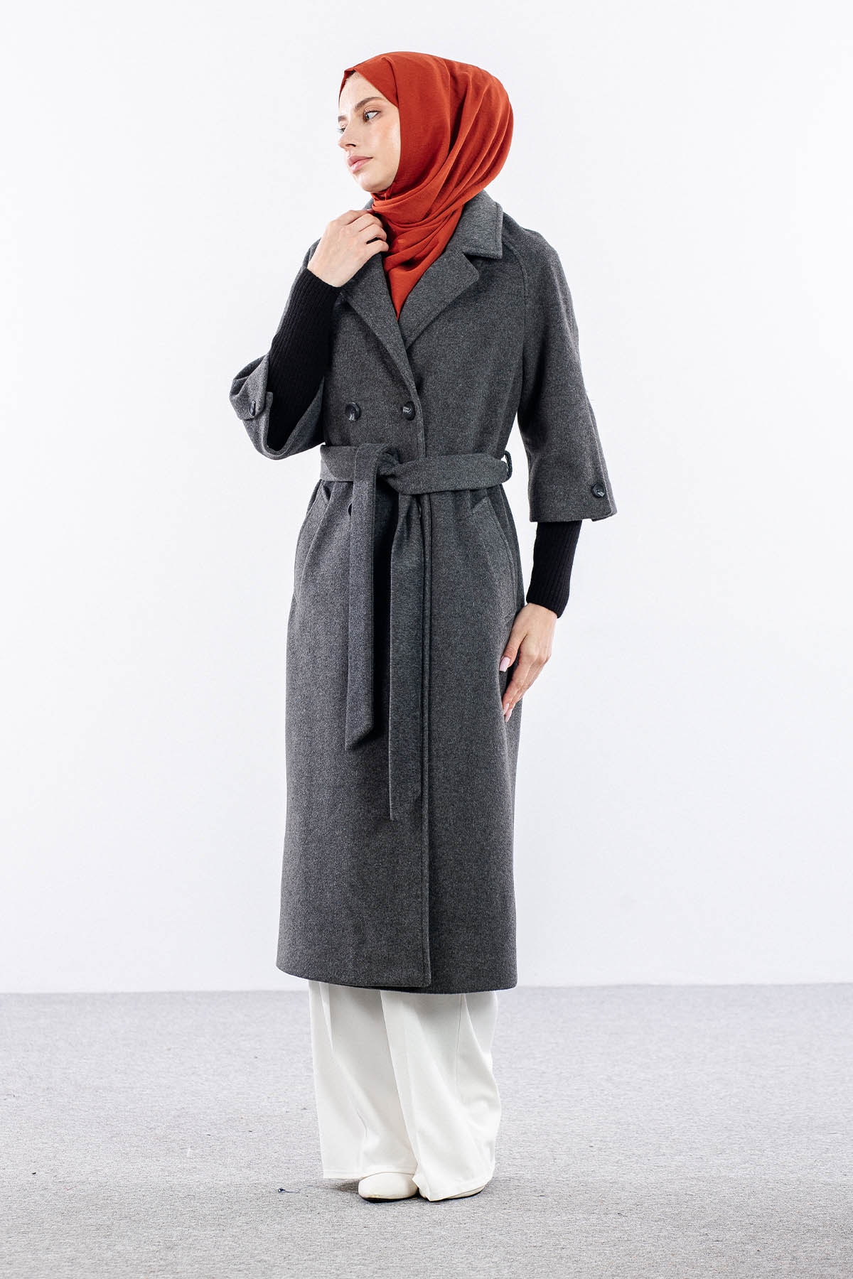 F-1451 Kaban 38-48 Trıko Takma Kol - Antrasit - 3