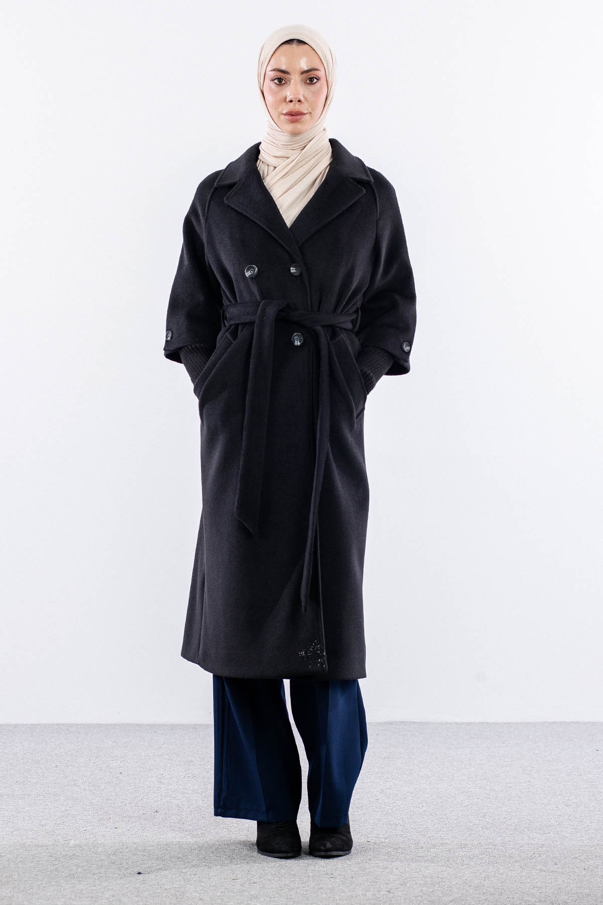 F-1451 Kaban 38-48 Trıko Takma Kol - Siyah - 1