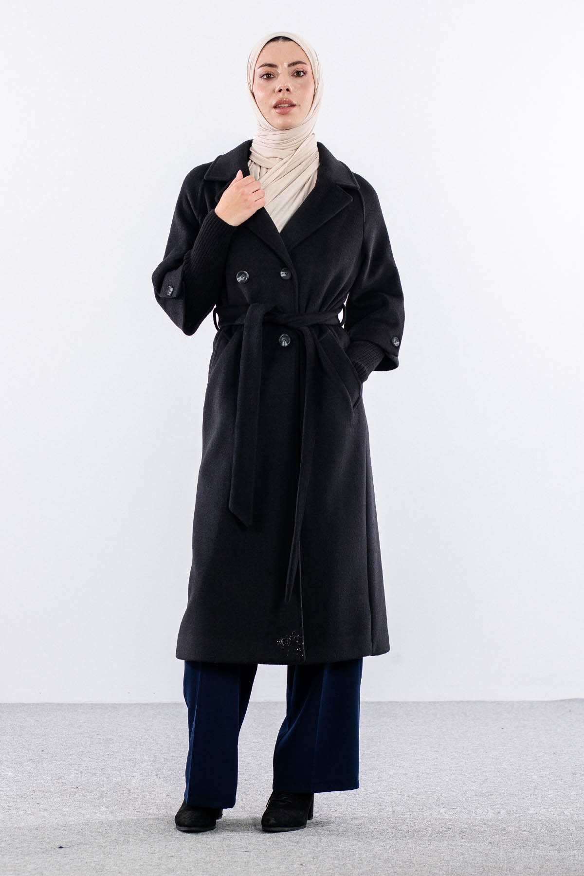 F-1451 Kaban 38-48 Trıko Takma Kol - Siyah - 2