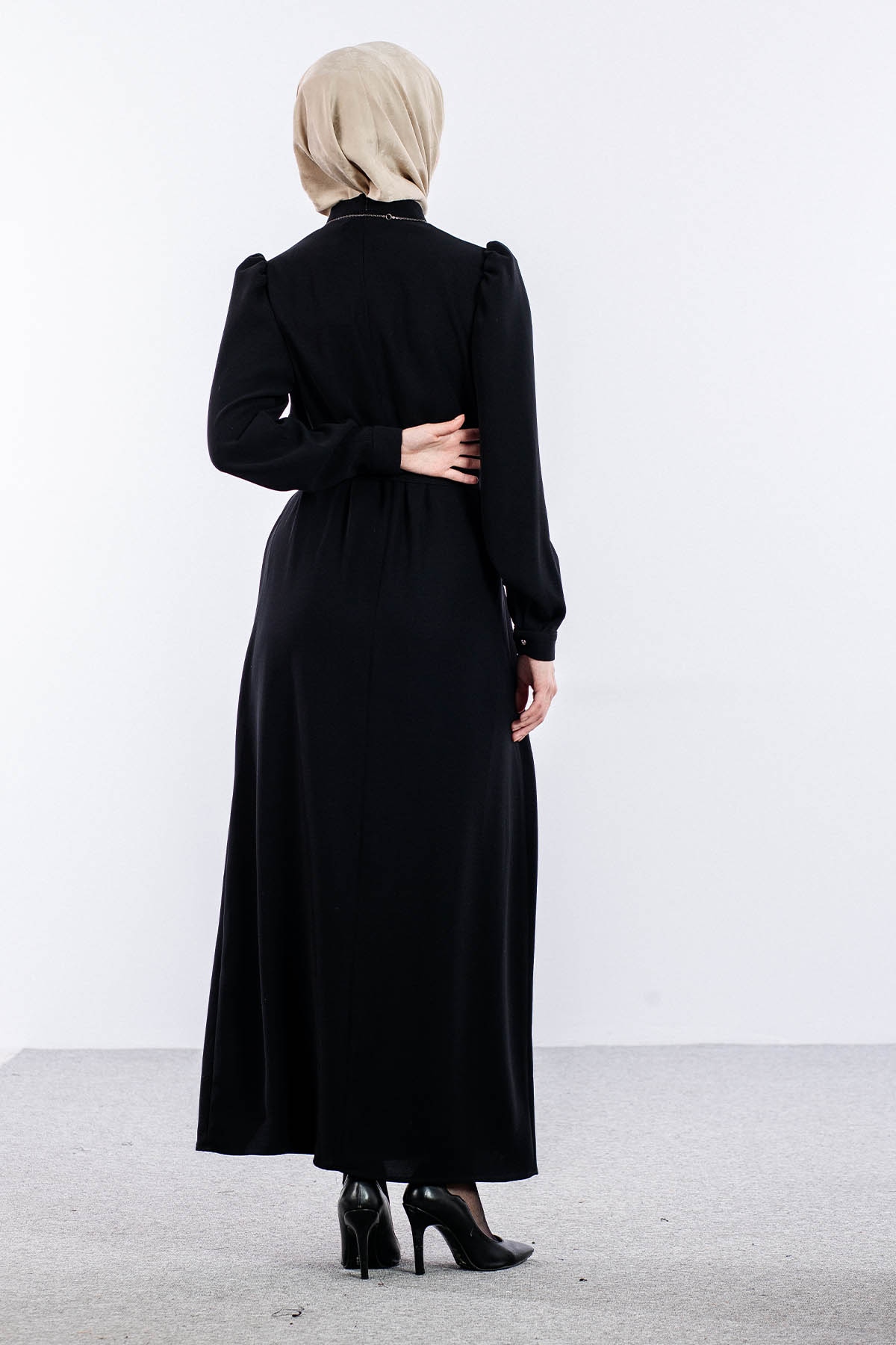 F-1504 Elbise 40-50 - Siyah - 5