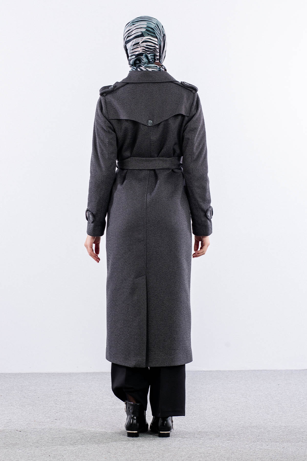 F-1572 Kaşe Kaban 38-48 Baliksirti - Fume - 5