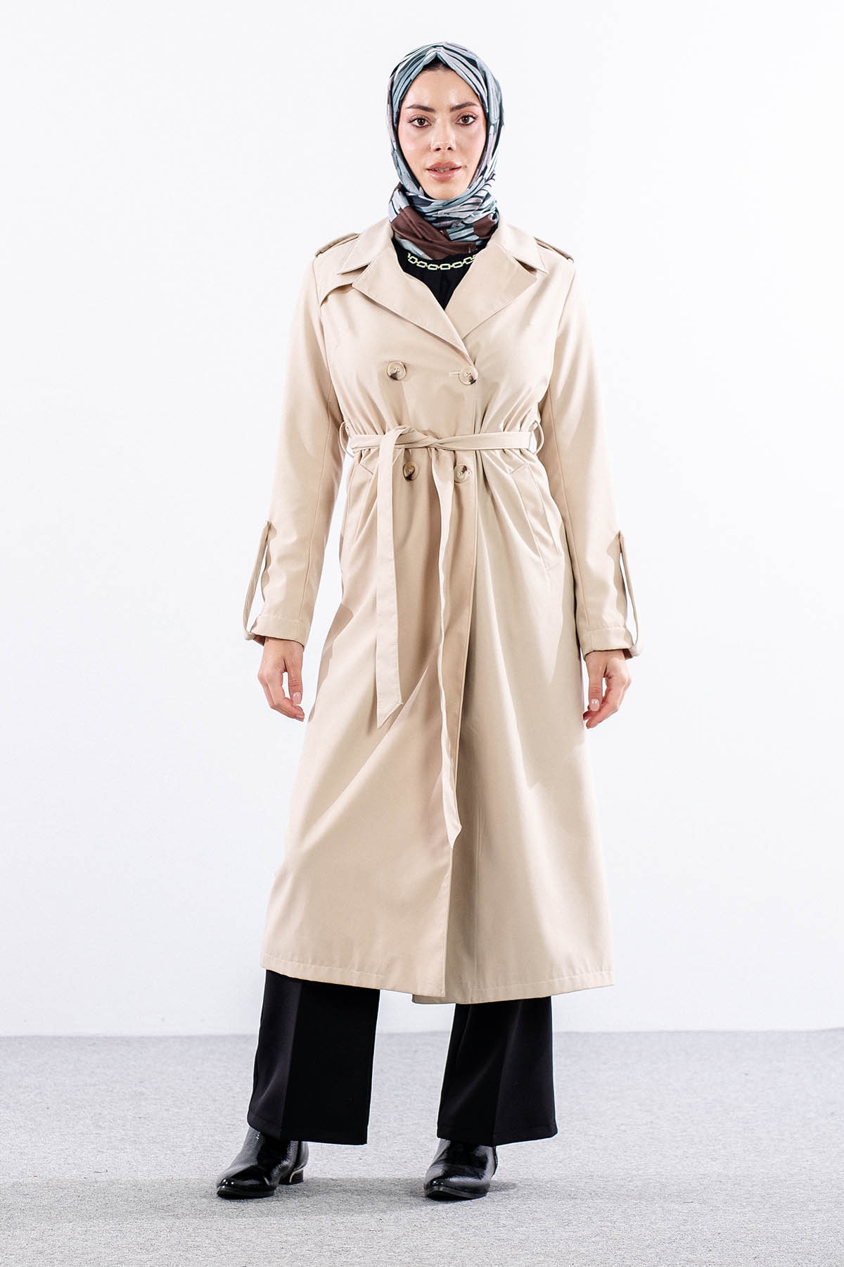 F-1582 Trençkap 38-48 Araboy - Bej - 1