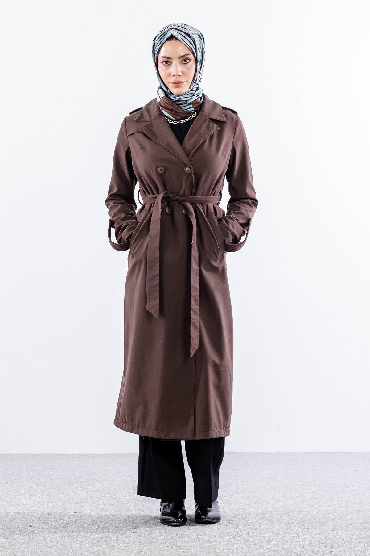 F-1582 Trençkap 38-48 Araboy - Kahve - 3