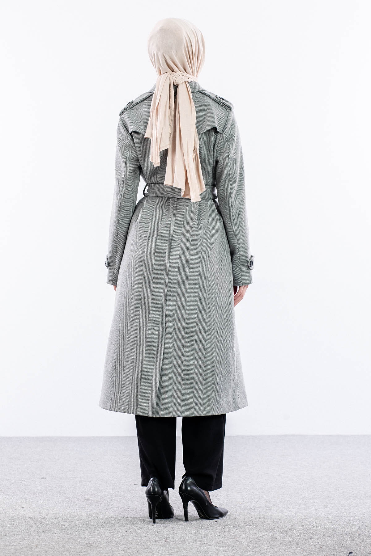 F-1586 Kaşe Kaban 38-48 Baliksirti Fermuarli - A_gri - 4