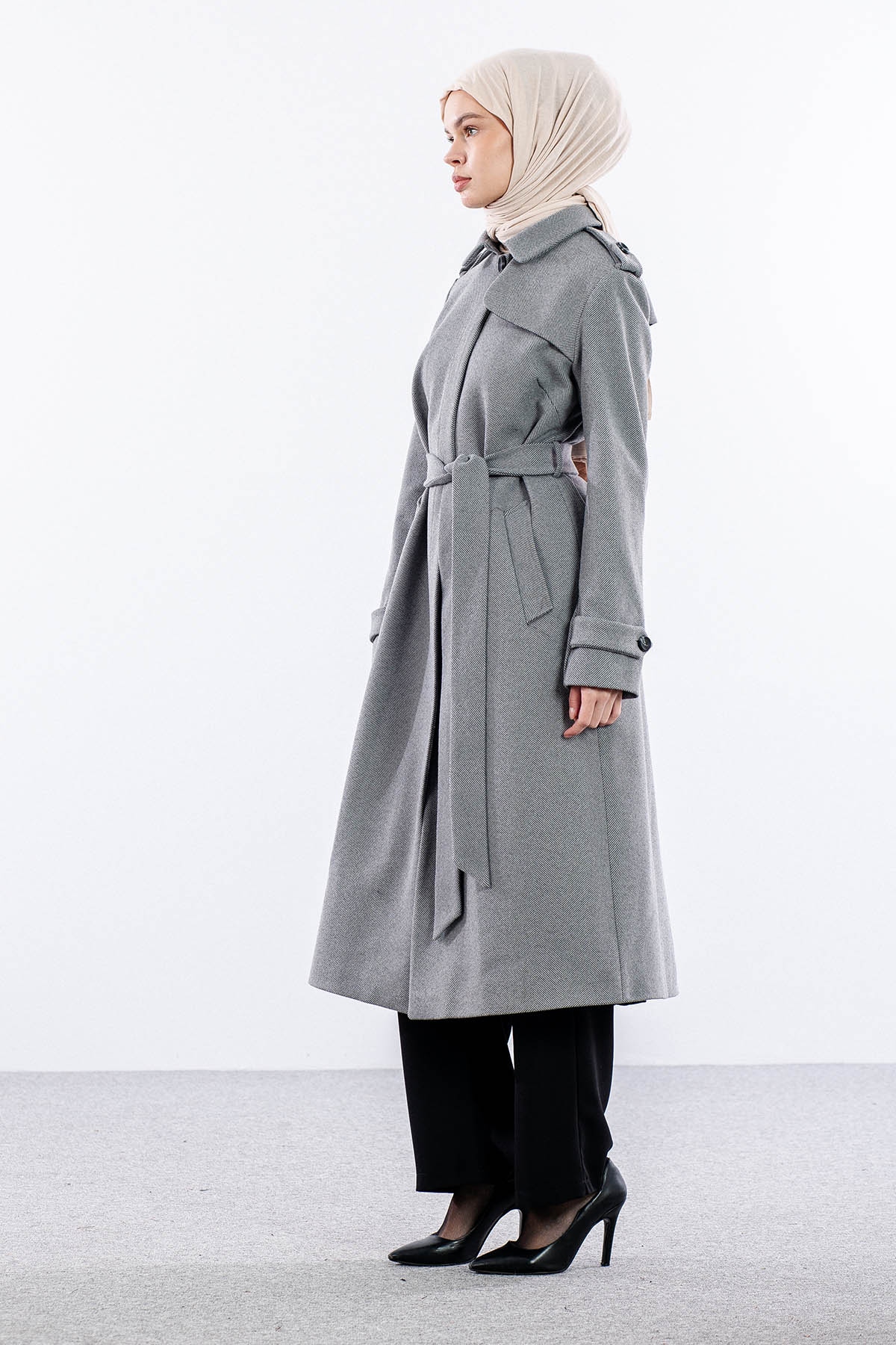 F-1586 Kaşe Kaban 38-48 Baliksirti Fermuarli - K_gri - 3