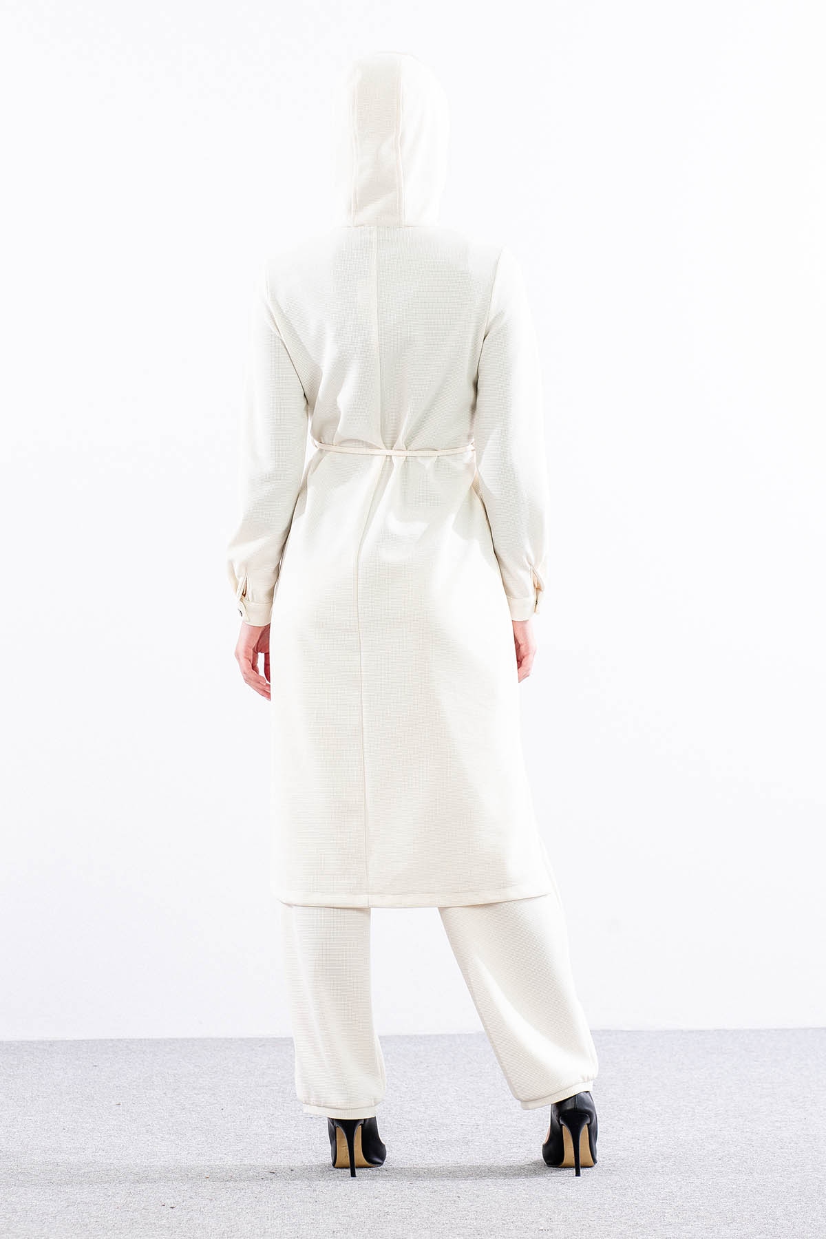 F-1598 Takim 38-48 Kapsonlu Fermuarli - Ekru - 4