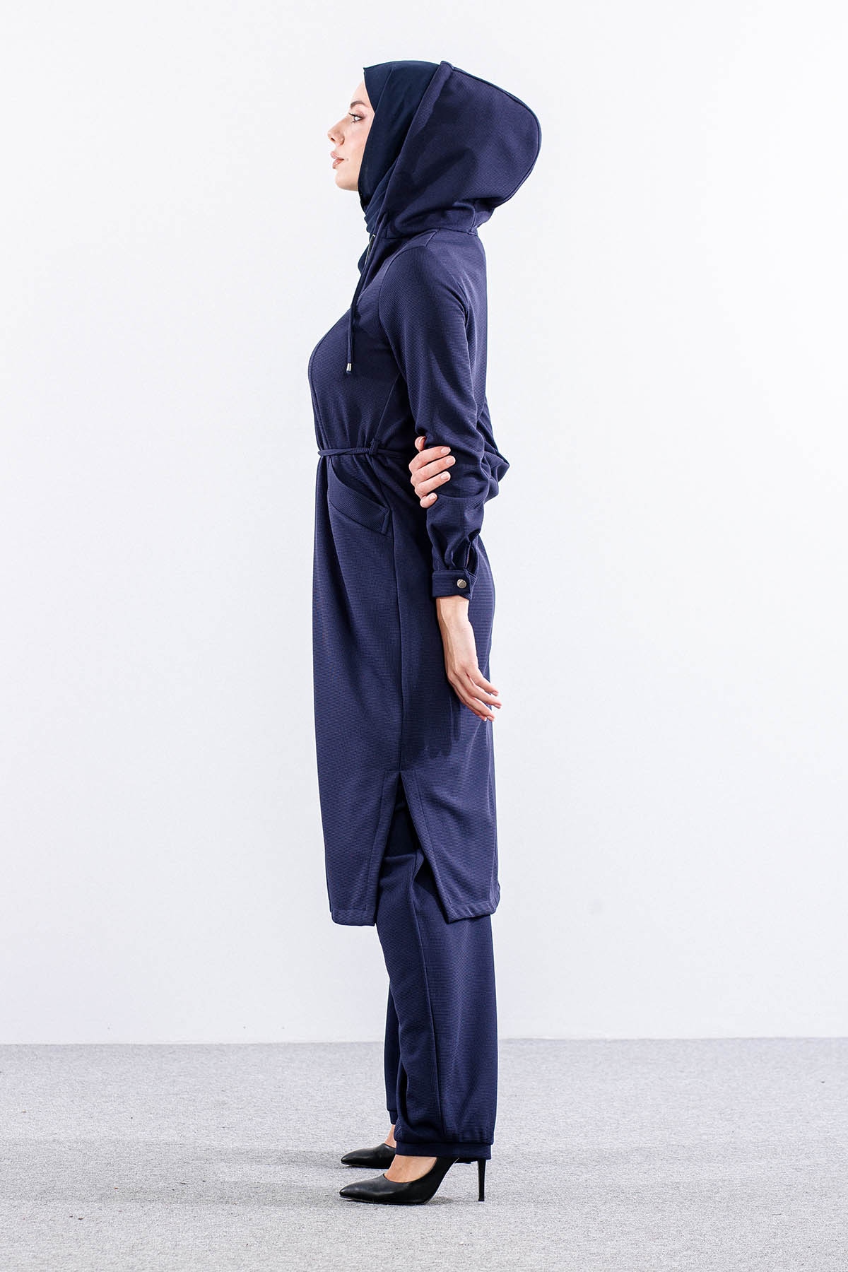 F-1598 Takim 38-48 Kapsonlu Fermuarli - Lacivert - 3